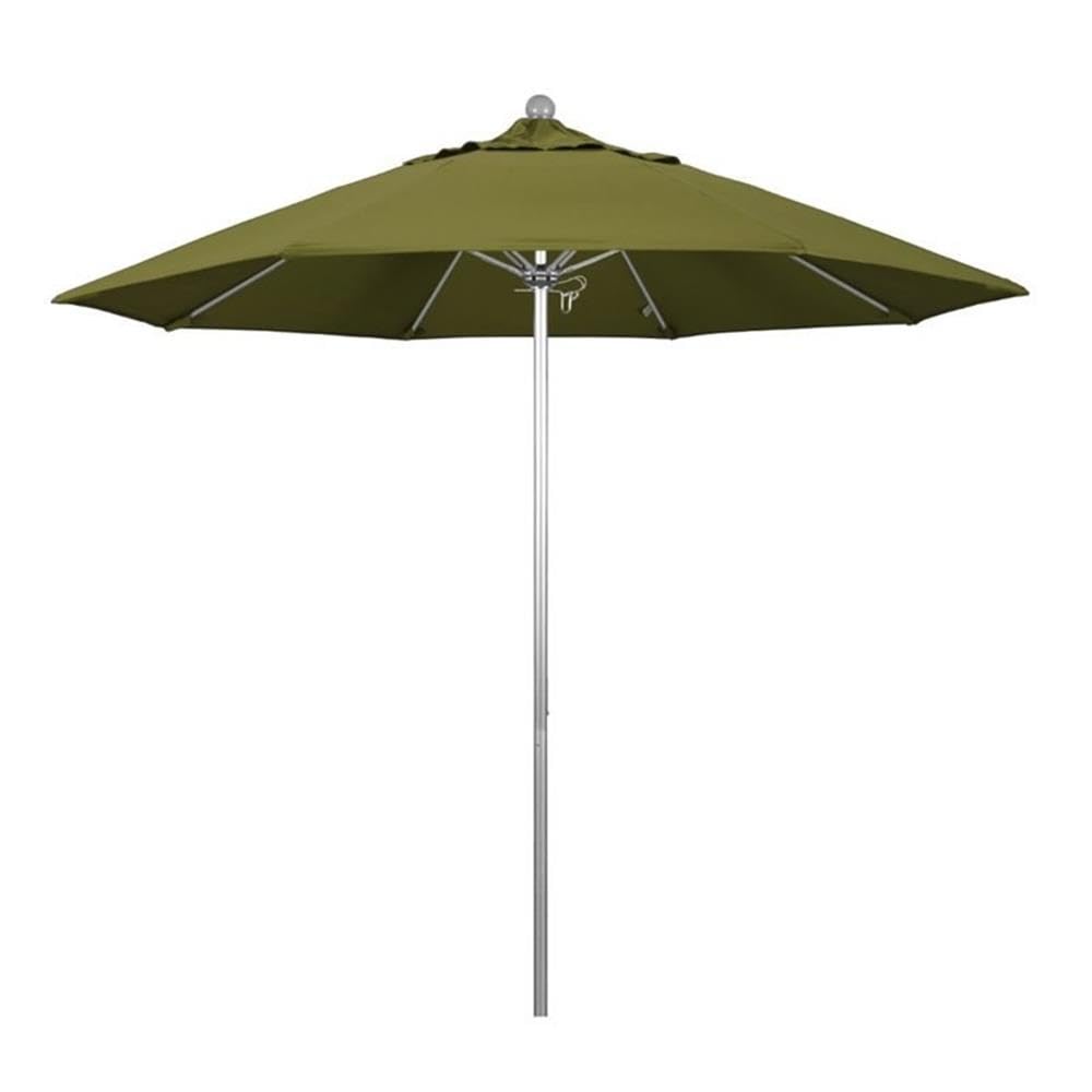 9' Round California Umbrella with Aluminum/Fiberglass Frame - Push Button Open Mechanism & Silver Pole - Pacifica Palm Fabric - Perfect for Patio, Poolside, and Outdoor Dining Areas