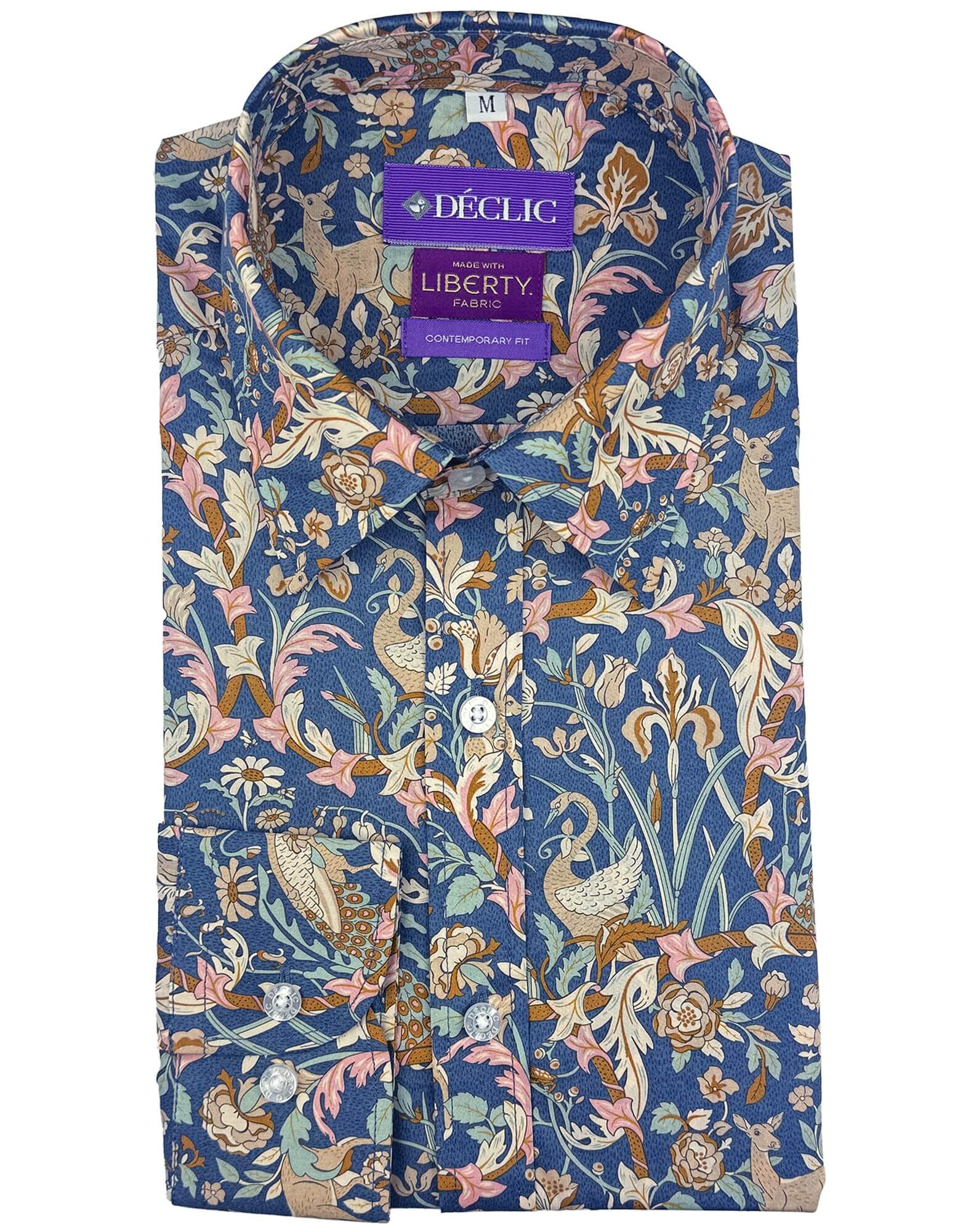 DÉCLIC Liberty Joan Print Shirt for Women - Stylish Blue Floral Blouse for Casual Wear, Office & Date Night Outfits