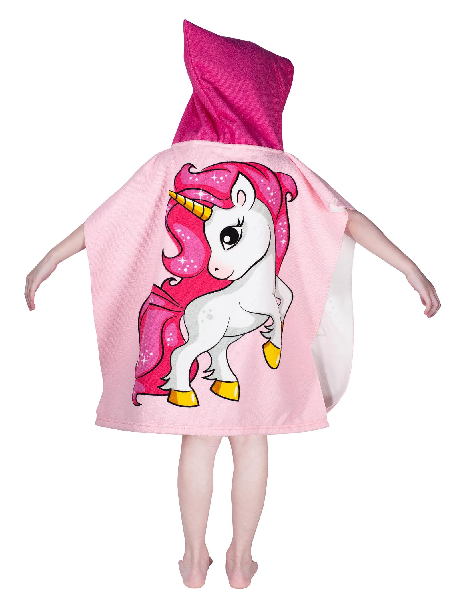 **Unicorn Hooded Kids Beach Towel - Quick Dry Lightweight Microfiber Swim Cover-Up for Toddlers Ages 1-6 | Soft Bath & Pool Towel for Boys & Girls (24x23 Inches, Pink) - Perfect for Beach, Pool & After-Swim Warmth**