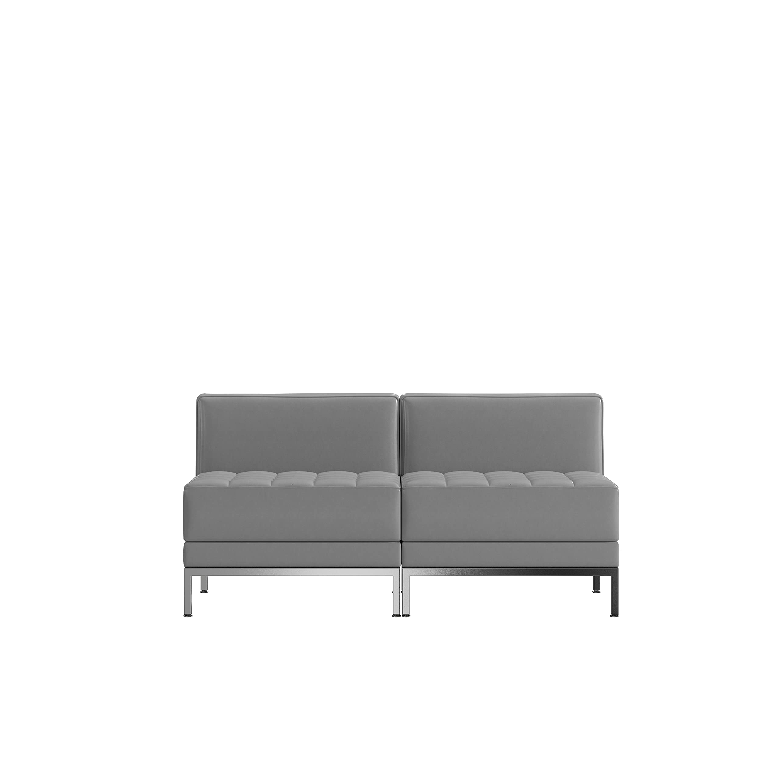 Flash Furniture HERCULES Series 2-Piece Gray LeatherSoft Waiting Room Lounge Set with Reception Bench - Comfortable Seating for Office Lobby, Hotel Reception & Clinic Waiting Areas