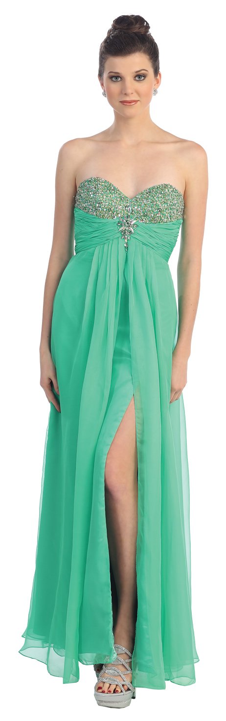 Elegant Sage Green Strapless Chiffon Prom Dress - Long Formal Gown for Homecoming, Wedding & Special Occasions #930 (Size 6)