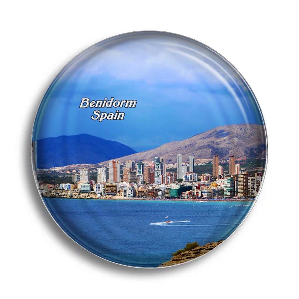 Spain Benidorm Glass Fridge Magnets - Cute Crystal Refrigerator Magnets for Souvenirs, Whiteboard & Office Decor - Perfect Home Gift for Travel Lovers & Kitchen Organization