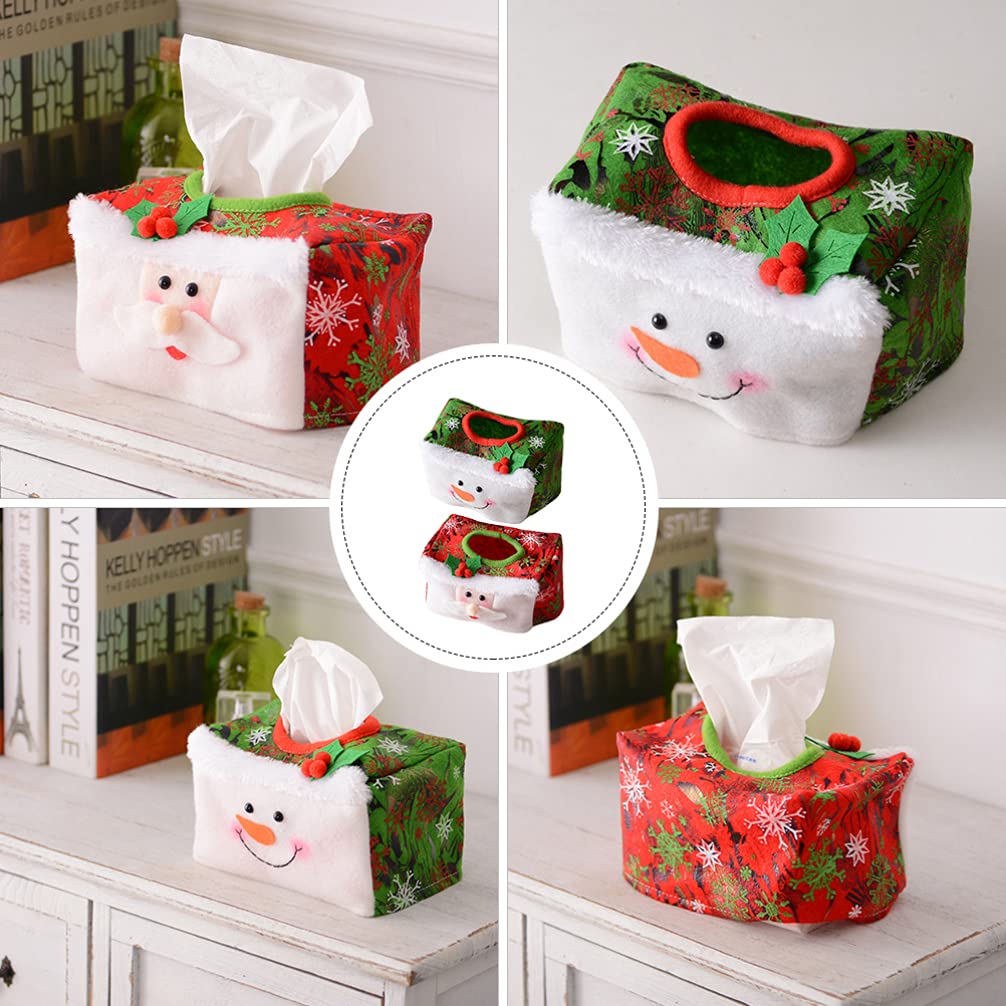 VALICLUD 2-Pack Christmas Tissue Box Cover Set - Decorative Upright Napkin Holder for Home, Holiday Table Decor (Red/Green, Non-Woven Fabric) - Perfect for Xmas Party, Dining Room & Festive Home Decor