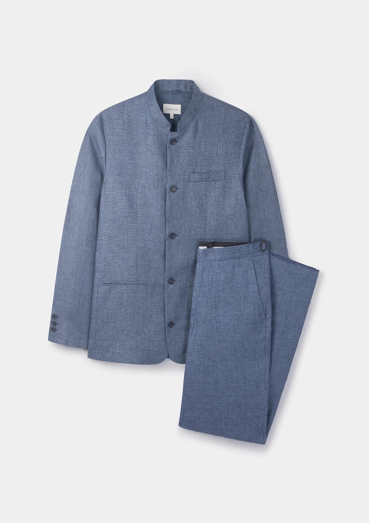 French Blue Linen Nehru Suit for Men | Premium Lightweight Breathable Jacket & Pants Set | Perfect for Weddings, Parties & Formal Occasions