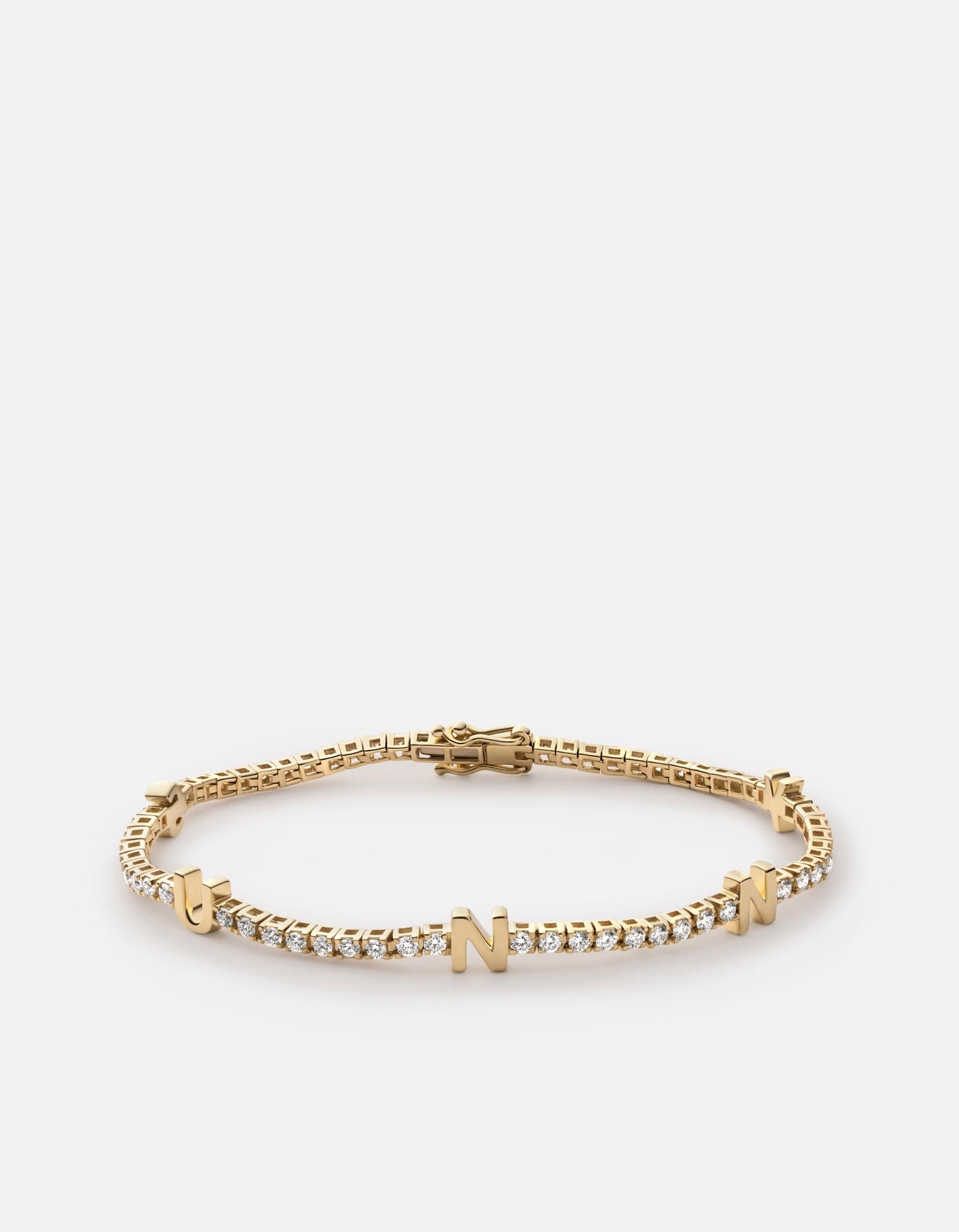Polished White 14k Gold/Pave/3 Letters