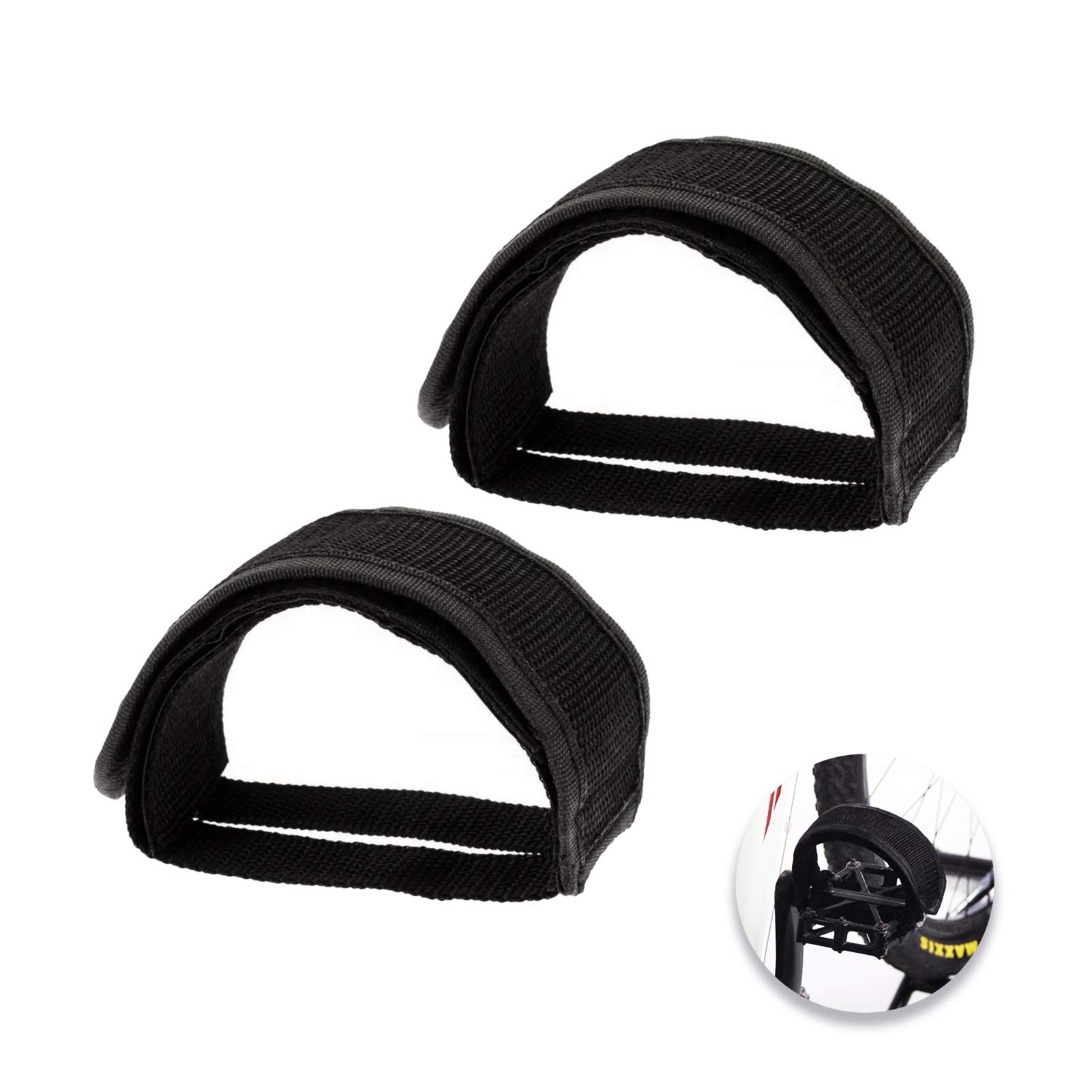 Tomato Palace Premium Black Mountain Bike Pedal Straps - Heavy Duty Toe Clip Straps for Fixed Gear & Single Speed Bikes (2 Pack) - Ideal for Urban Commuting, Road Cycling & Fitness Training