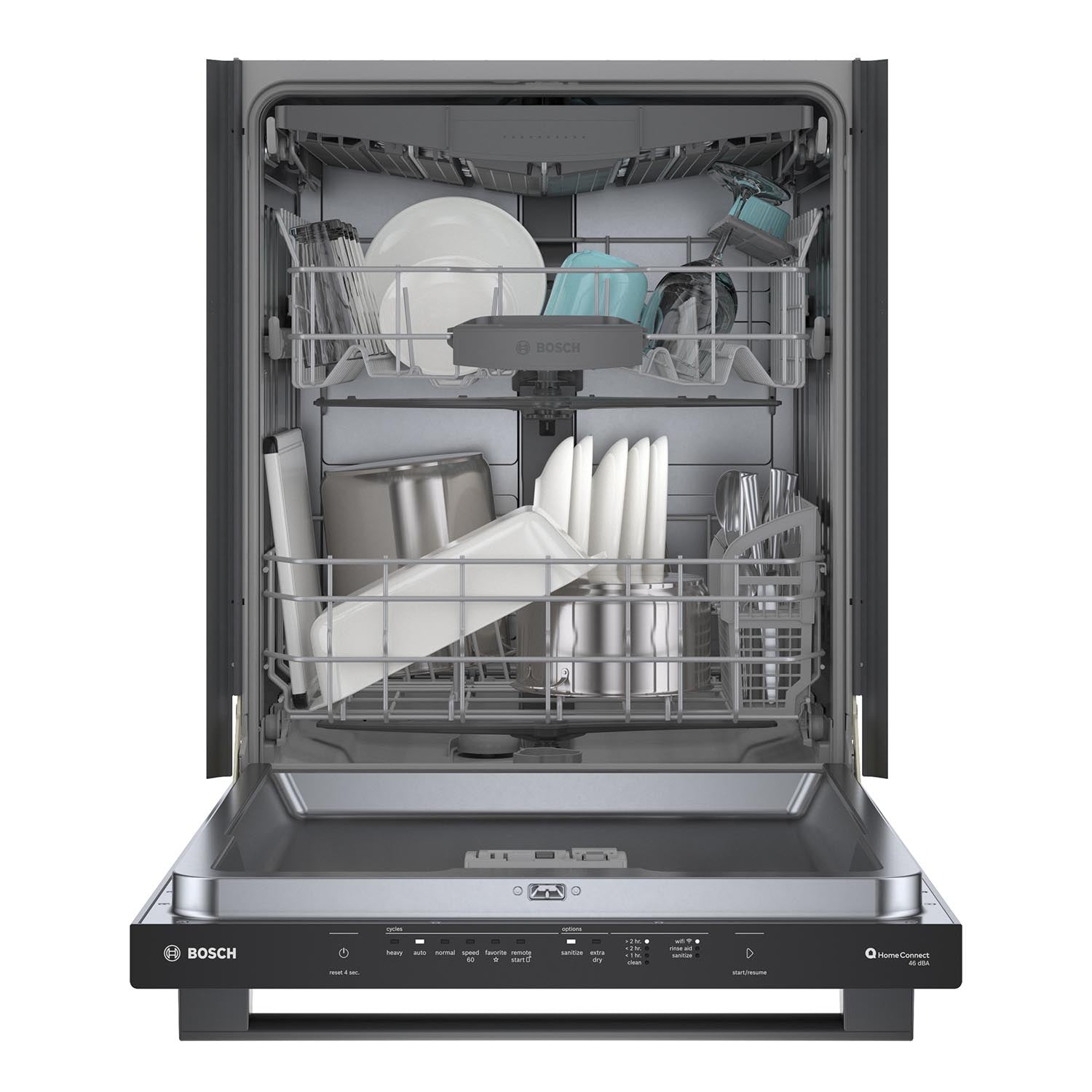 Bosch SHX5AEM4N 24-Inch Black Stainless Steel Smart Dishwasher with Anti-Fingerprint Finish, Home Connect & Third Rack - Perfect for Modern Kitchens and Smart Homes
