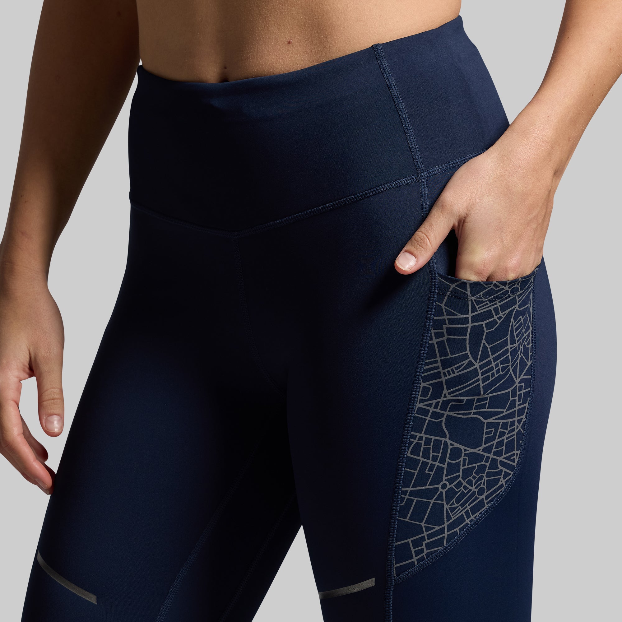 Women's High-Waisted Running Tights - BP Navy - Breathable & Moisture-Wicking Workout Leggings for Jogging, Yoga & Gym Training