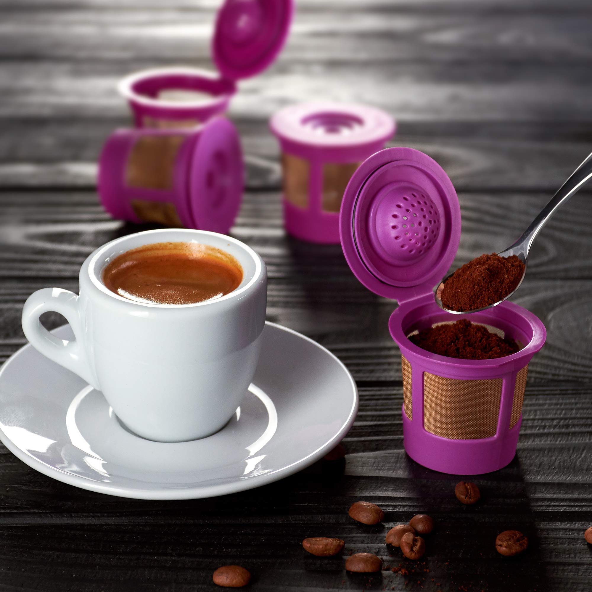4 Reusable K Cups & 300 Disposable Paper Filters for Keurig Coffee Makers - Eco-Friendly Coffee Pods for Home, Office & Travel Use