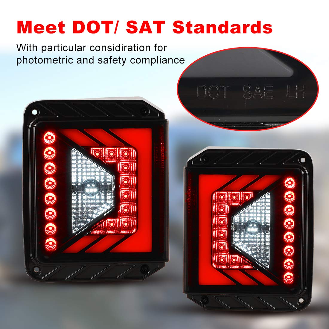 Nixon Offroad LED Tail Lights Assembly for 2007-2018 Jeep Wrangler JK - Pair with LED Turn Signals, DRL & Brake Lights - Clear Lens (Passenger & Driver Side) - Perfect for Off-Roading & Night Driving