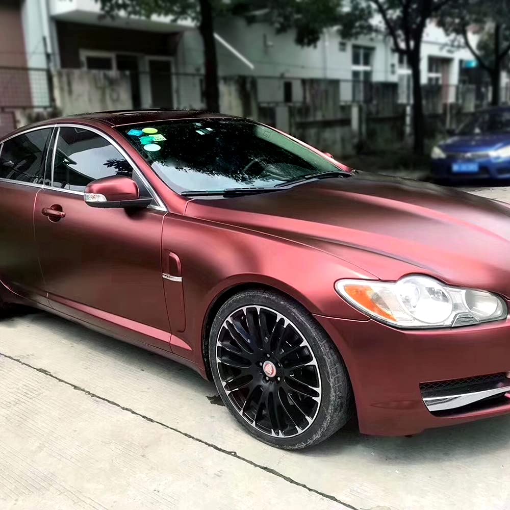 HOHOFILM Matte Metallic Red Vinyl Wrap Stickers - 5ft x 59ft Car Paint Protection Film with Air Bubble Release Technology, Anti-Scratch & Stretchable for DIY Vehicle Wrapping, Motorcycle, Laptop & Furniture Decoration