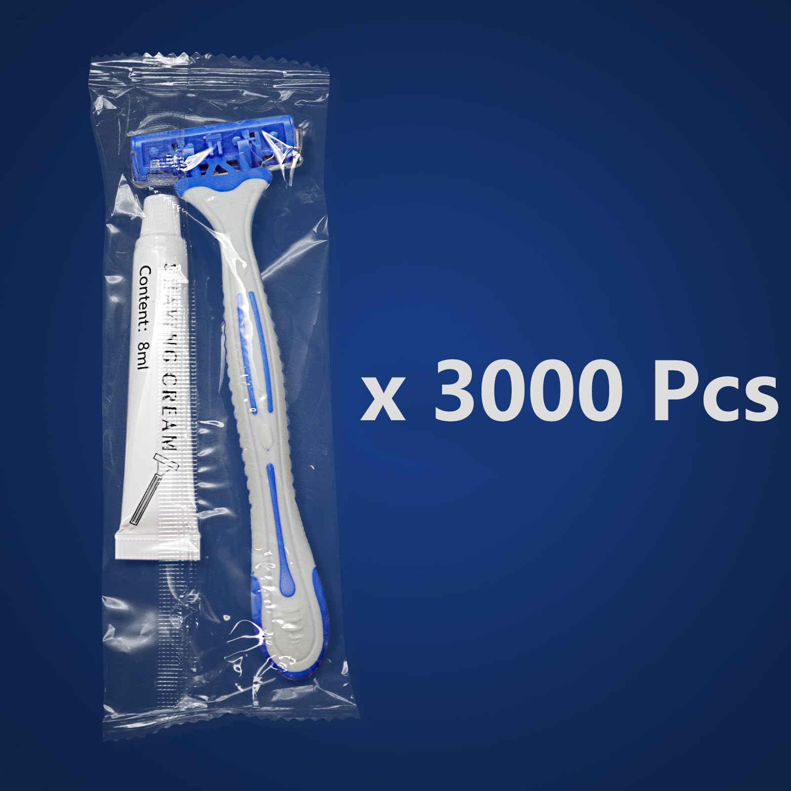 (3000 Pack) Kheoxusa 3-Blade Disposable Razors - Individually Wrapped, Triple Blade Shaving Razors for Men & Women - Perfect for Hotels, Airbnb, Shelters, Travel & Personal Grooming