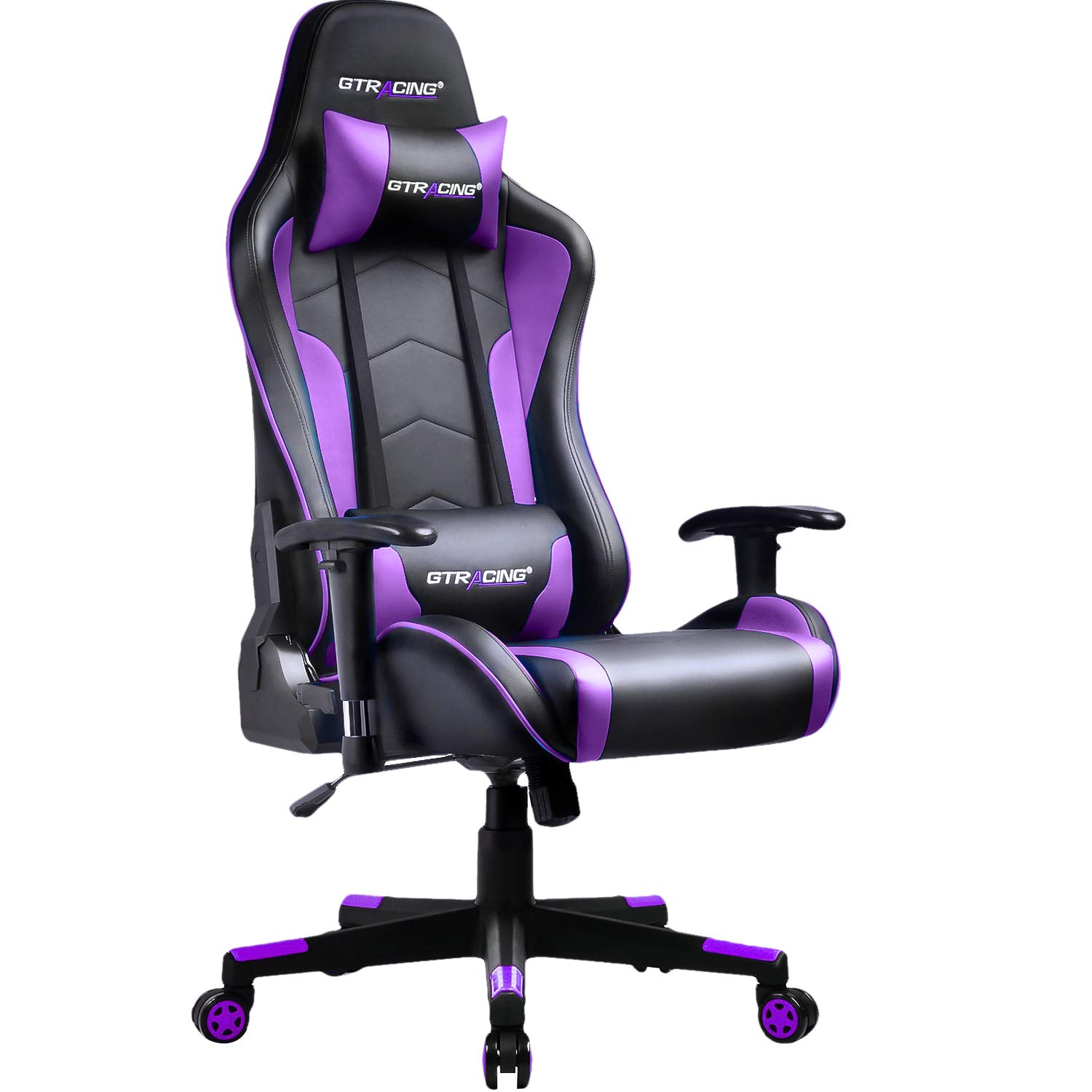 GTRACING GT890M Ergonomic Gaming Chair with Bluetooth Speakers - Heavy Duty Office Computer Desk Chair for Video Games & Music - Purple - Perfect for Gaming, Streaming & Home Office Use