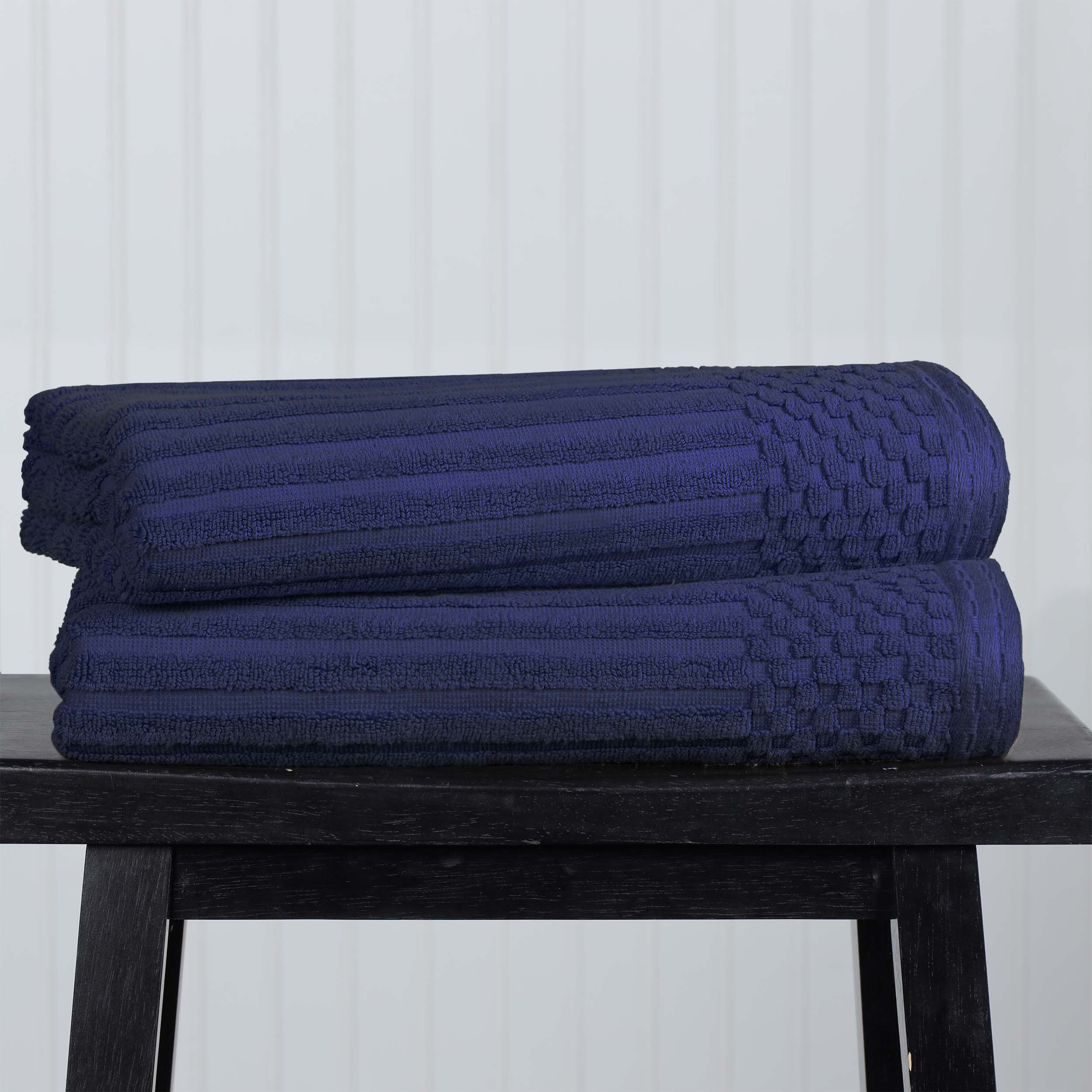 Premium Cotton Ribbed Textured Bath Towel Set - Ultra Absorbent 2-Piece Luxury Towels for Spa, Bath & Beach | Soft & Quick-Drying