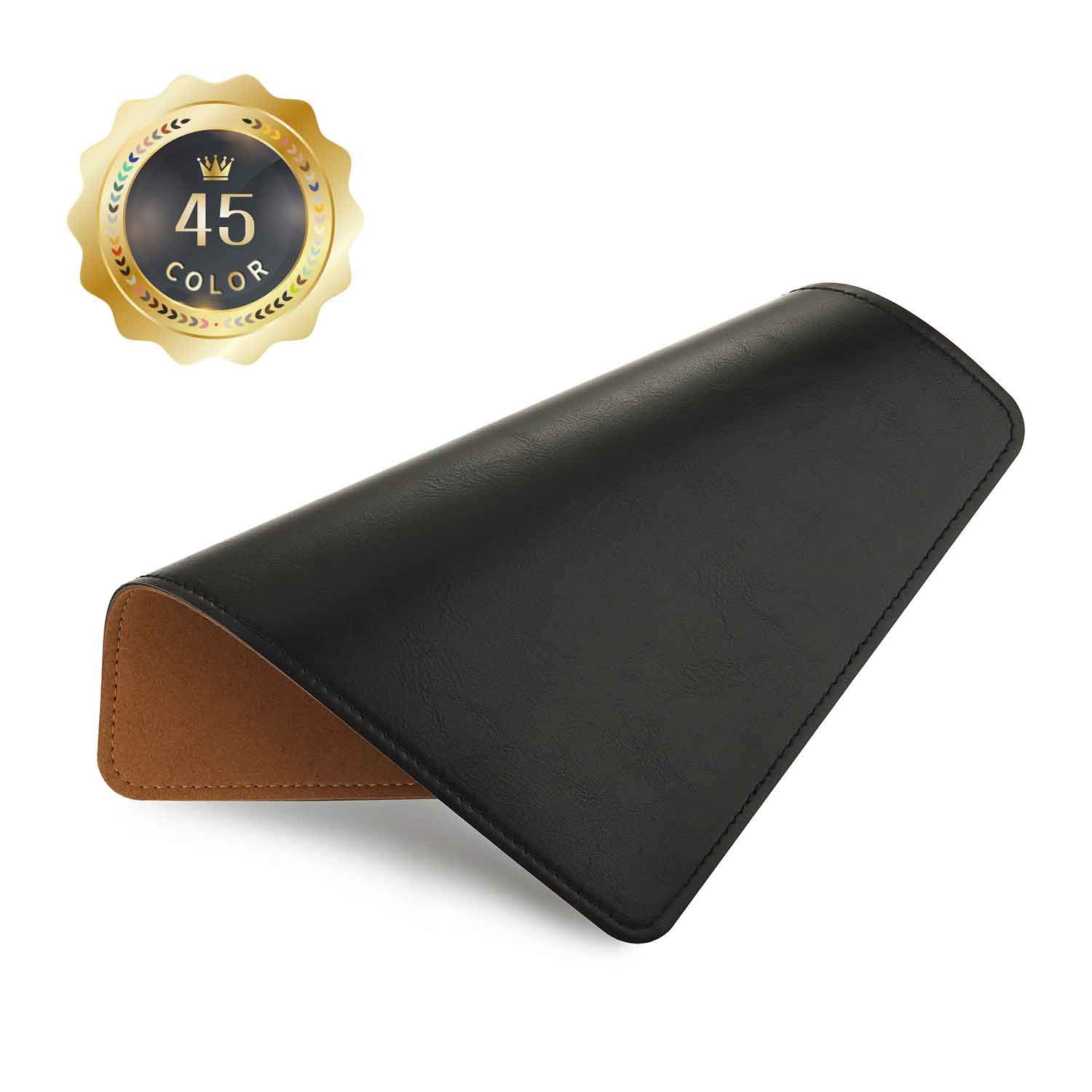 Premium PU Leather Mouse Pad with Stitched Edge - Non-Slip Microfiber Base, Waterproof Desk Mat for Computer & Laptop (8x11 Inch, Caramel Black) - Perfect for Office, Gaming & Home Workspace