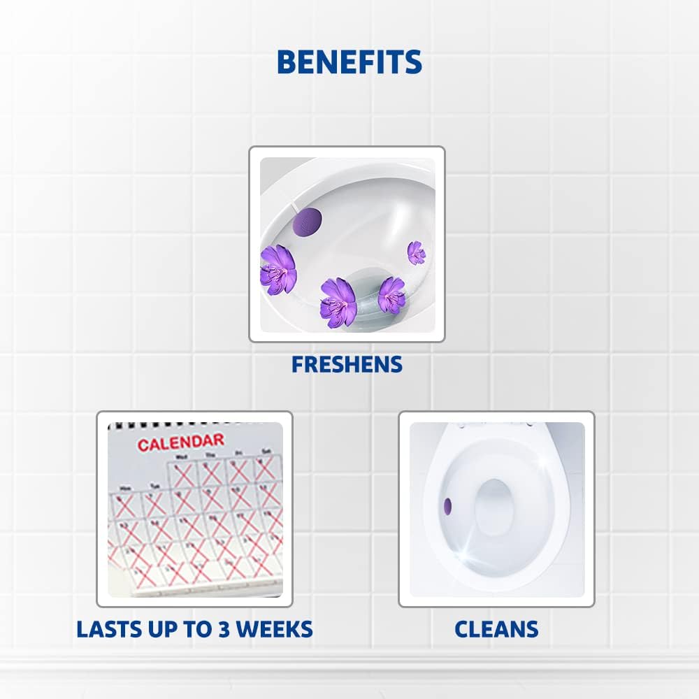 Harpic Hygienic Toilet Cleaner Rim Block, Lavender Scent - 26g (Pack of 3) | Long-Lasting Freshness & Stain Removal | Ideal for Bathroom, Toilet Bowl & Drain Cleaning