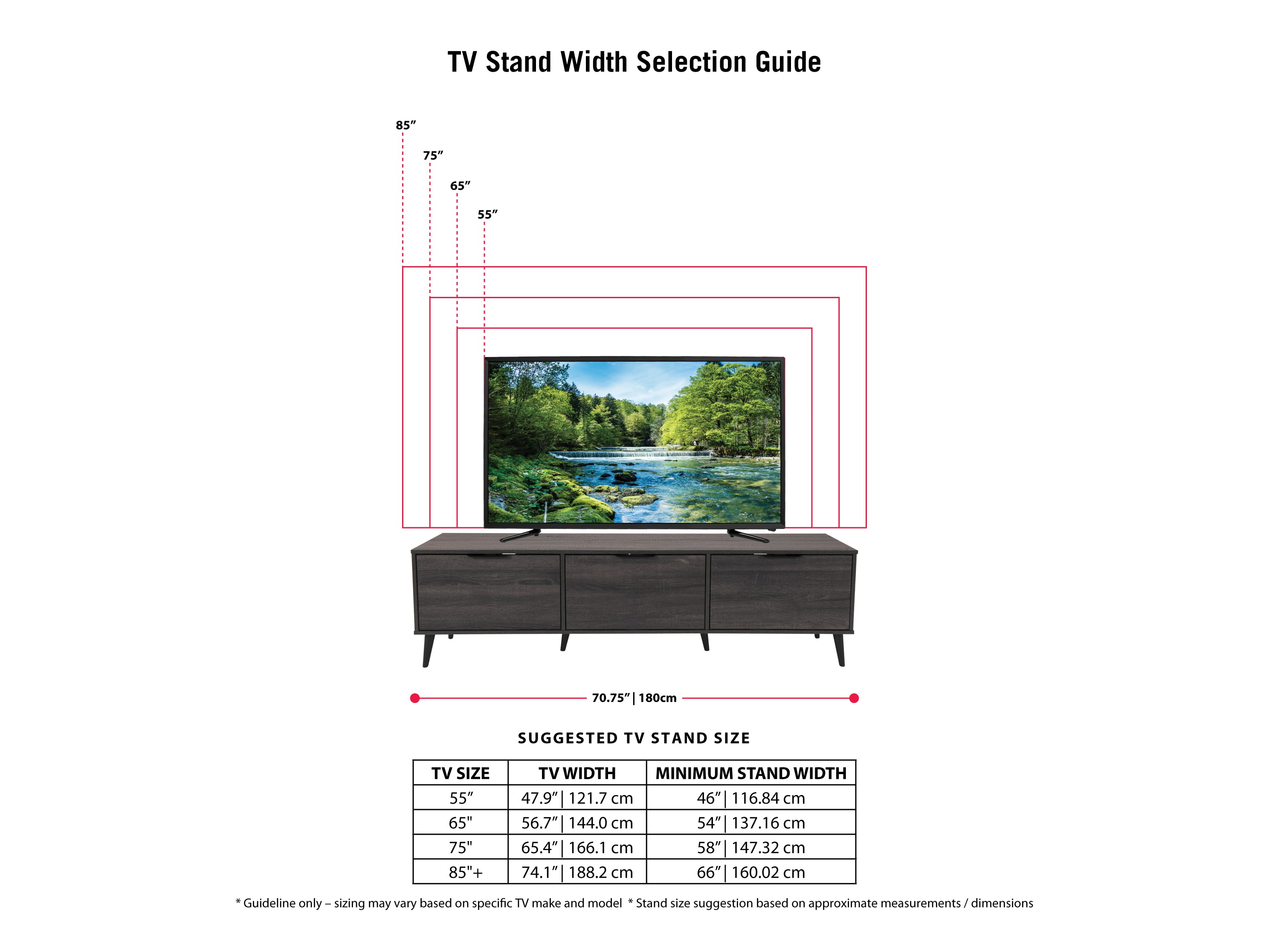 Dark Grey TV Stand with Storage Cabinet for TVs up to 85 Inches - Modern Entertainment Center for Living Room, Bedroom & Home Theater