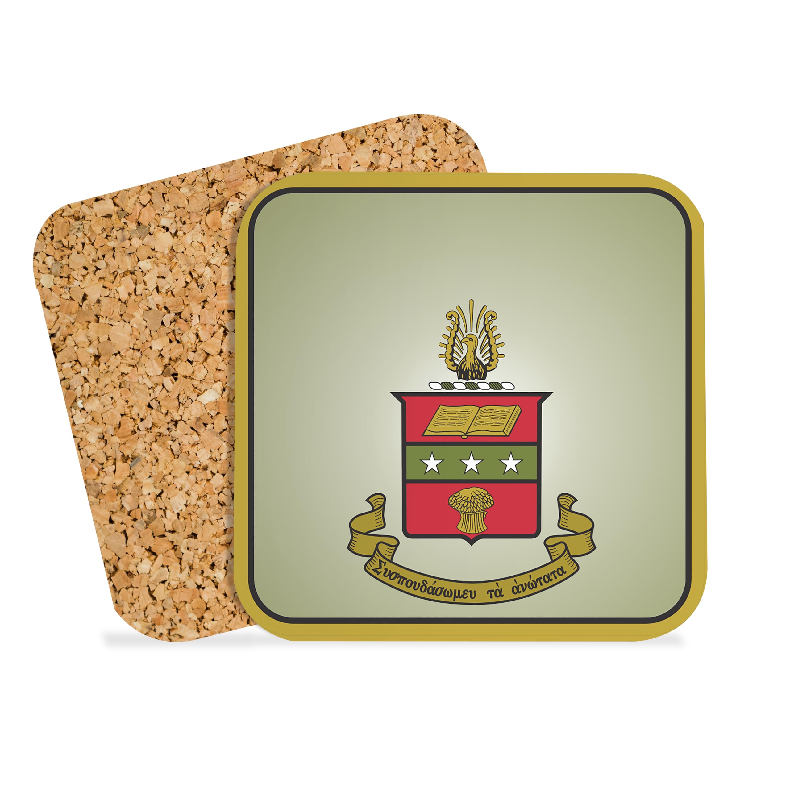 Alpha Chi Omega Square Drink Coasters Set of 4 - Cork Backed Hardboard Beverage Coasters for Hot & Cold Drinks - Perfect for Sorority Gifts, Dorm Room Decor, and Party Supplies