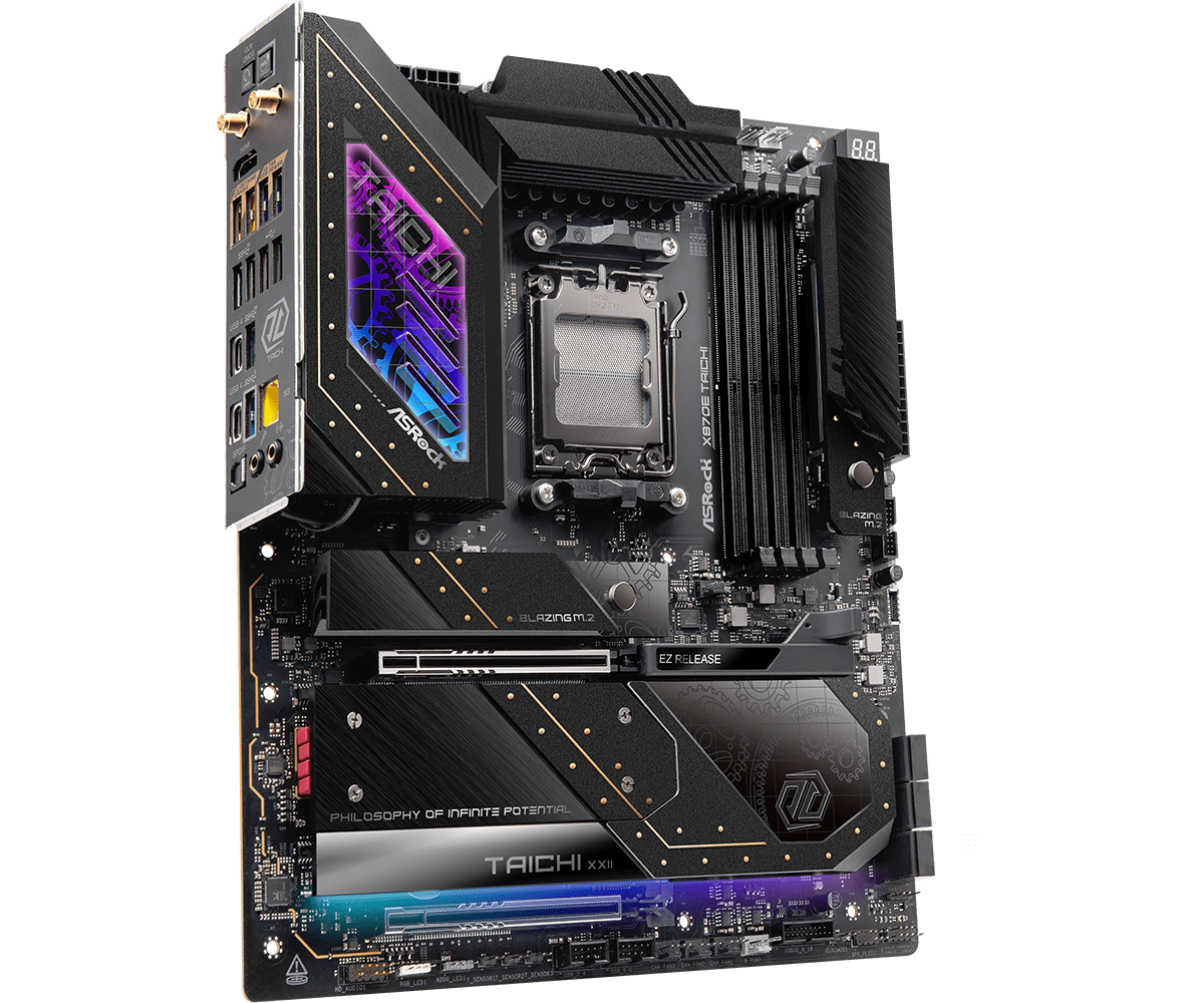 ASRock X870E Taichi AM5 Socket Motherboard - AMD Ryzen 7000 Ready, PCIe 5.0, DDR5, WiFi 6E - Perfect for Gaming PCs, Content Creation & High-Performance Workstations