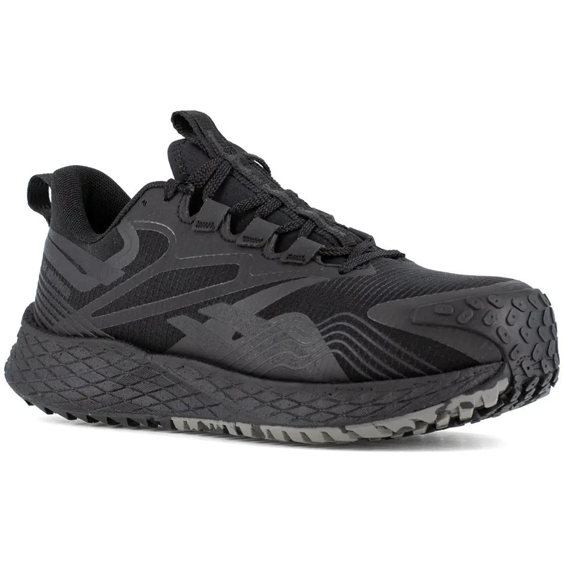 Fe4 Adventure Composite Toe Athletic Work Shoes for Men - Lightweight Safety Shoes with Slip Resistance & Electrical Hazard Protection - Ideal for Construction, Warehouse & Outdoor Work (Black)