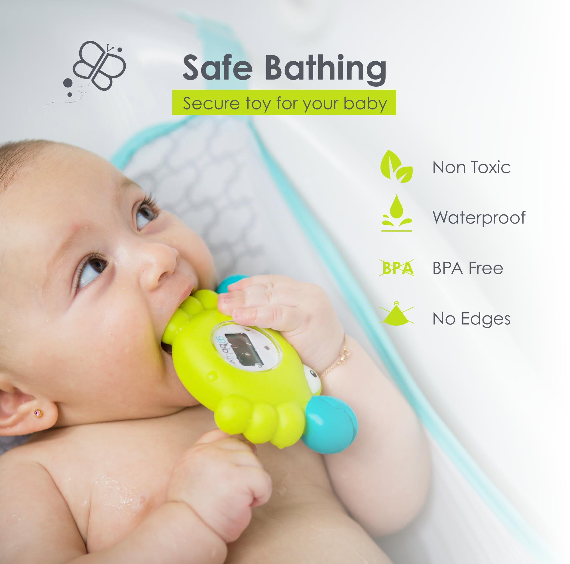 BBLÜV 3-in-1 Baby Bath Thermometer & Floating Toy - Fahrenheit Digital Water Temperature Reader for Infant Safety - Perfect for Newborn Bath Time & Sensory Play