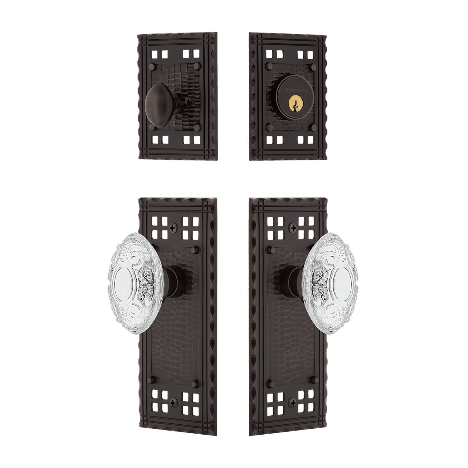 Craftsman Entry Door Set with Crystal Victorian Knob - Timeless Bronze Finish for Classic Home Decor | Perfect for Victorian Style Houses & Vintage Interior Design