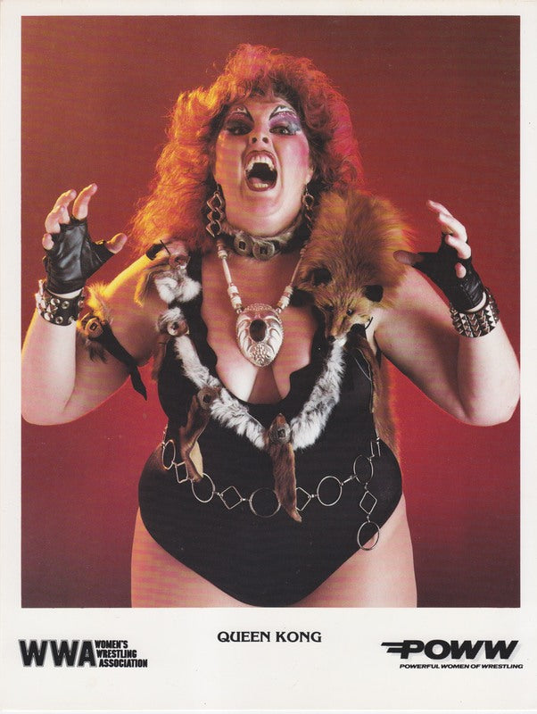 1988 POWW Queen Kong (Matilda the Hun) Vintage Promo Photo - Rare Collectible Wrestling Memorabilia for Fans & Display in Man Caves, Themed Rooms