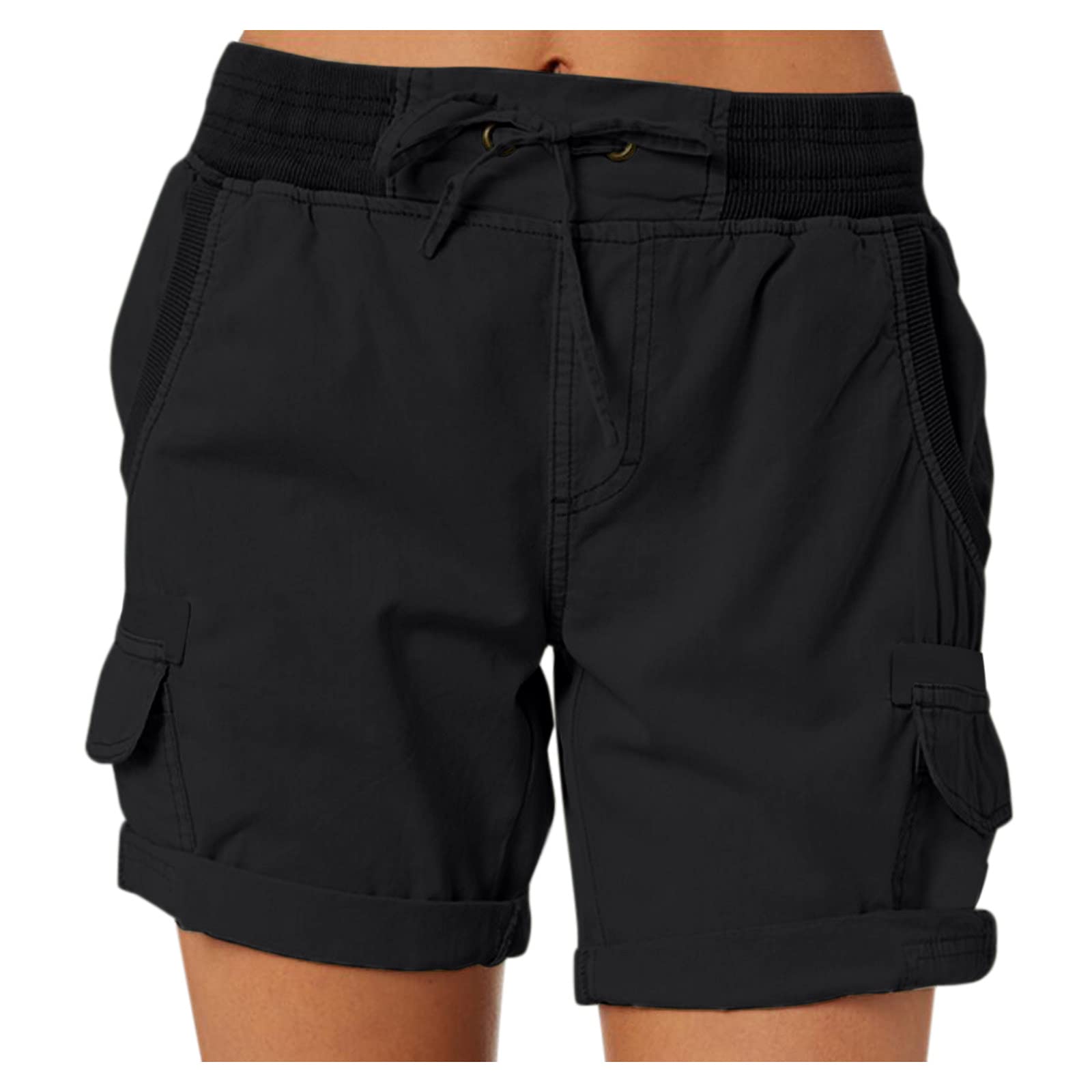 Women's Athletic Shorts - Comfortable Soft Knee-Length Summer Shorts with Pockets for Running, Camping, Travel & Outdoor Activities