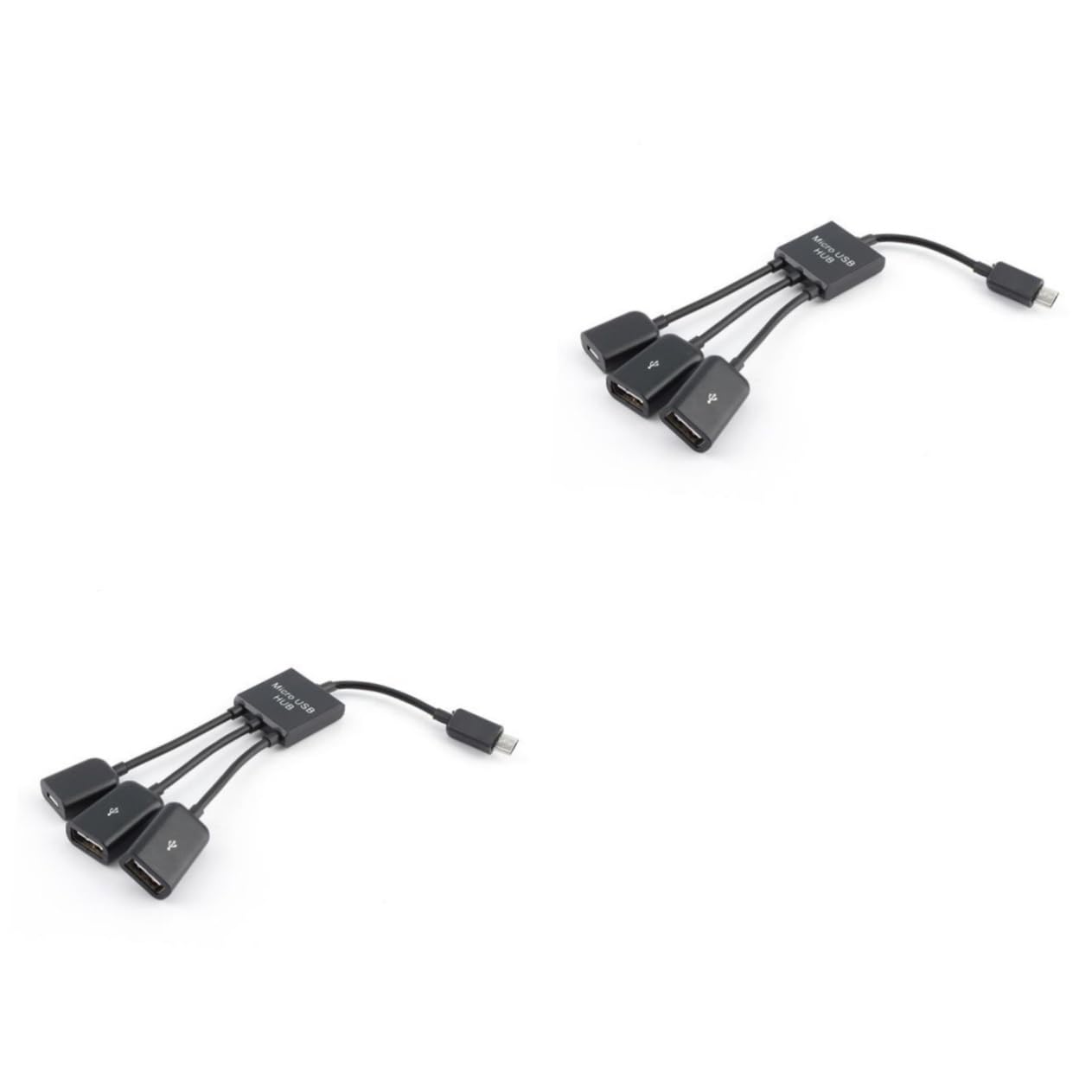 Mikikit 2-Pack 3-in-1 USB OTG Adapter - Male to Female USB Hub Converter with Micro USB Cable for Smartphones, Tablets, Laptops - Perfect for Data Transfer, Charging & Connecting Multiple Devices