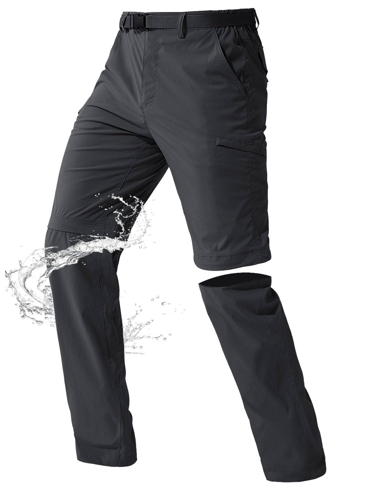 FREE SOLDIER Men's Outdoor Convertible Hiking Pants - Lightweight Quick-Dry Tactical Cargo Pants with Belt (Nylon Spandex) for Camping, Hiking & Travel