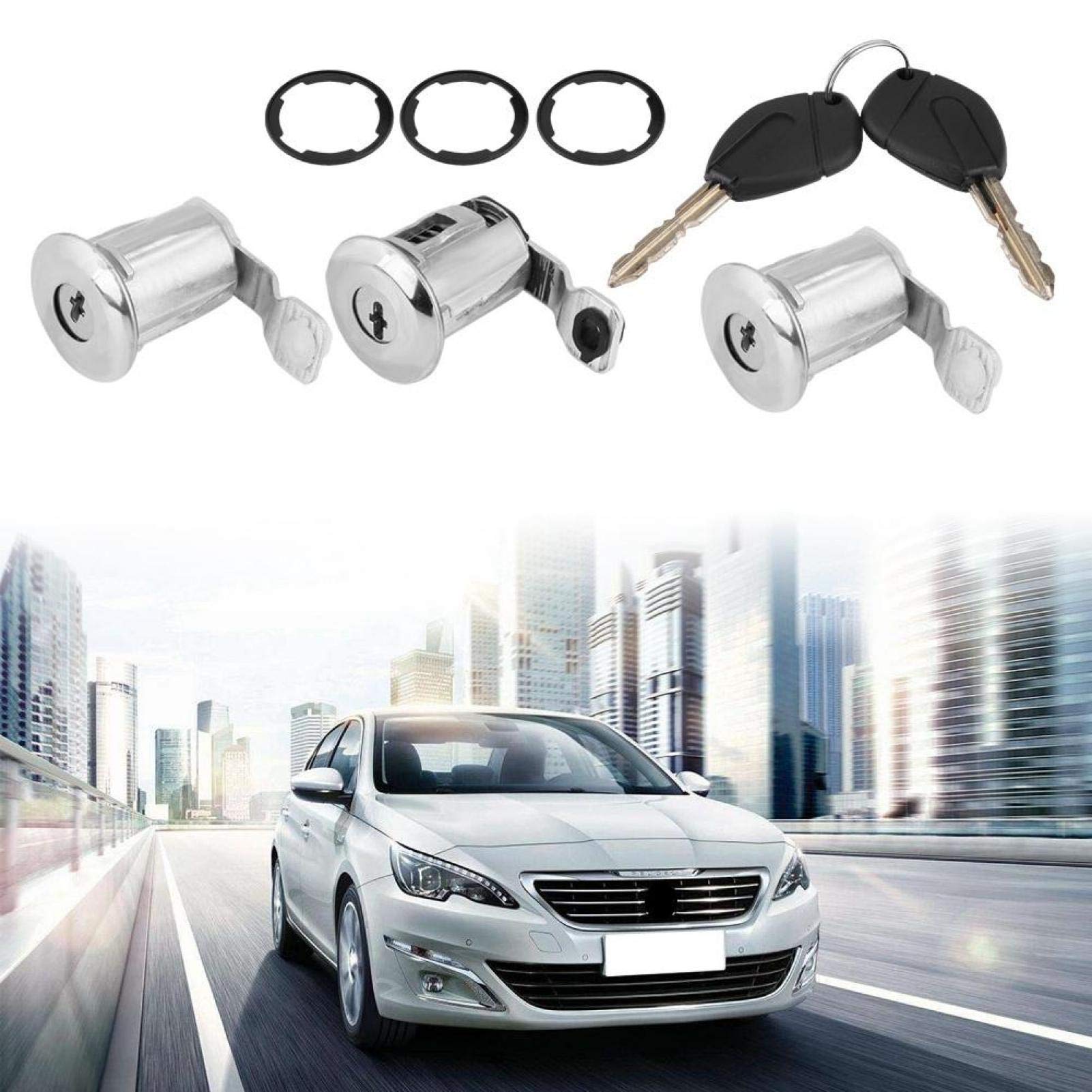 Peugeot 252522 Auto Car Door Lock Barrel Set with Keys - Replacement Lock Cylinder for Peugeot Vehicles | Secure Your Car Doors & Prevent Theft