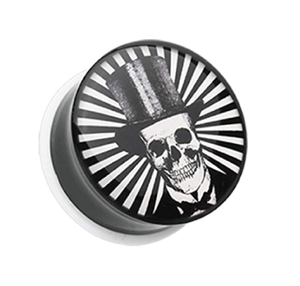 Depper Skull Single Flare Ear Gauge Plug - Gothic Jewelry for Stretching