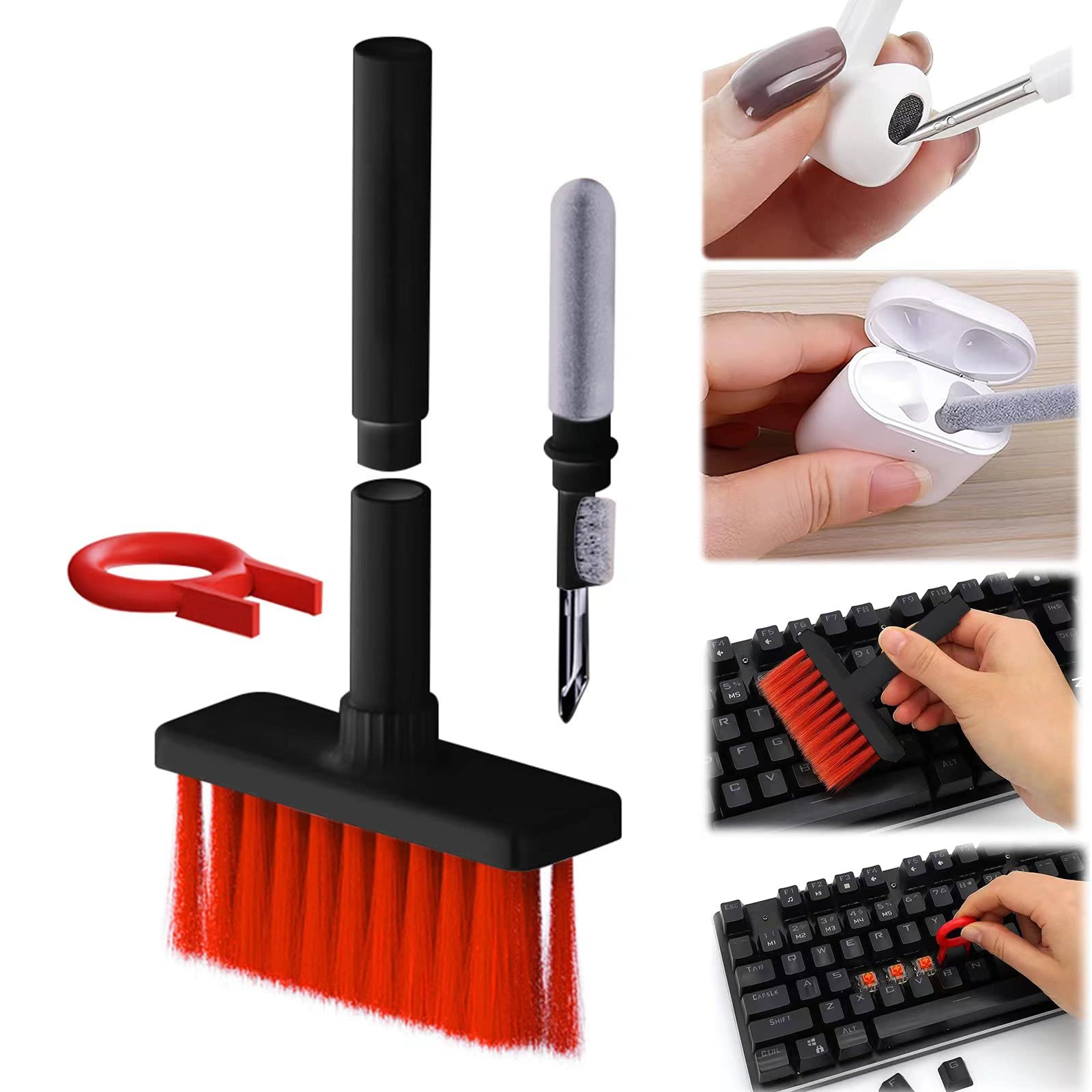 5 in 1 Keyboard Cleaning Kit - Multifunctional Computer Cleaning Tools with Keycap Puller & Earbud Cleaner for Mechanical Keyboard, PC, Laptop & Headphones - Perfect for Gamers, Office Workers & Tech Enthusiasts