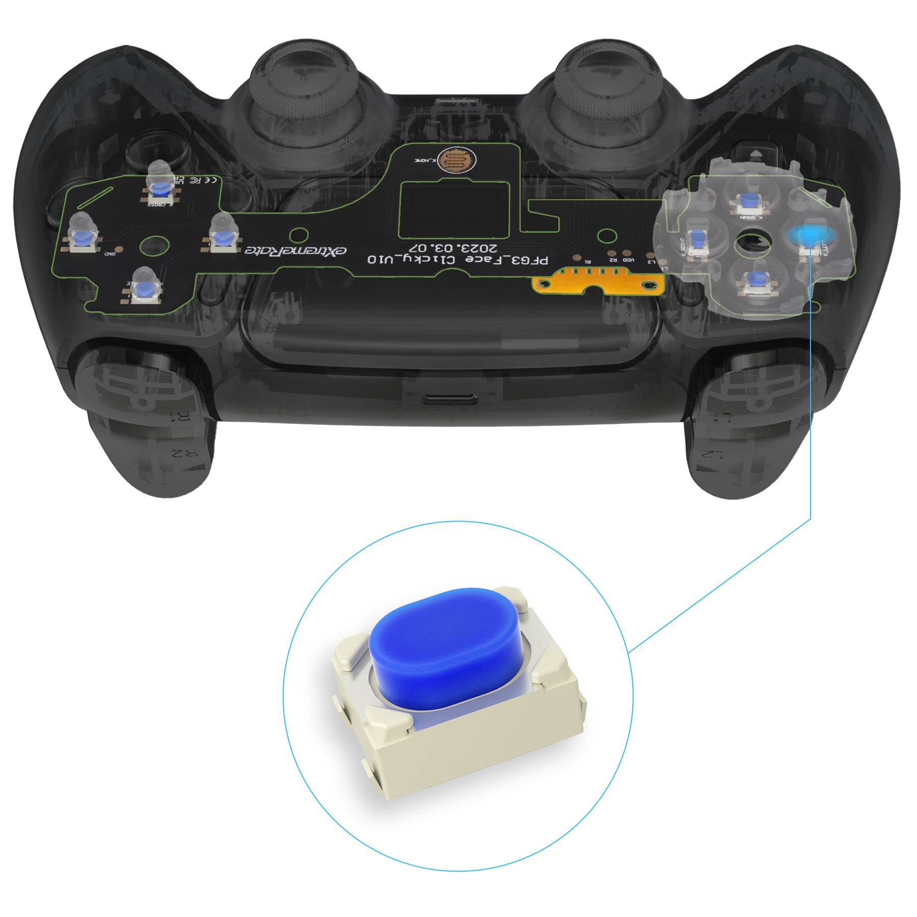 eXtremeRate Custom Tactile D-Pad & Action Buttons Click Kit for PS5 Controller BDM-030 - Enhanced Gaming Precision for FPS & Fighting Games