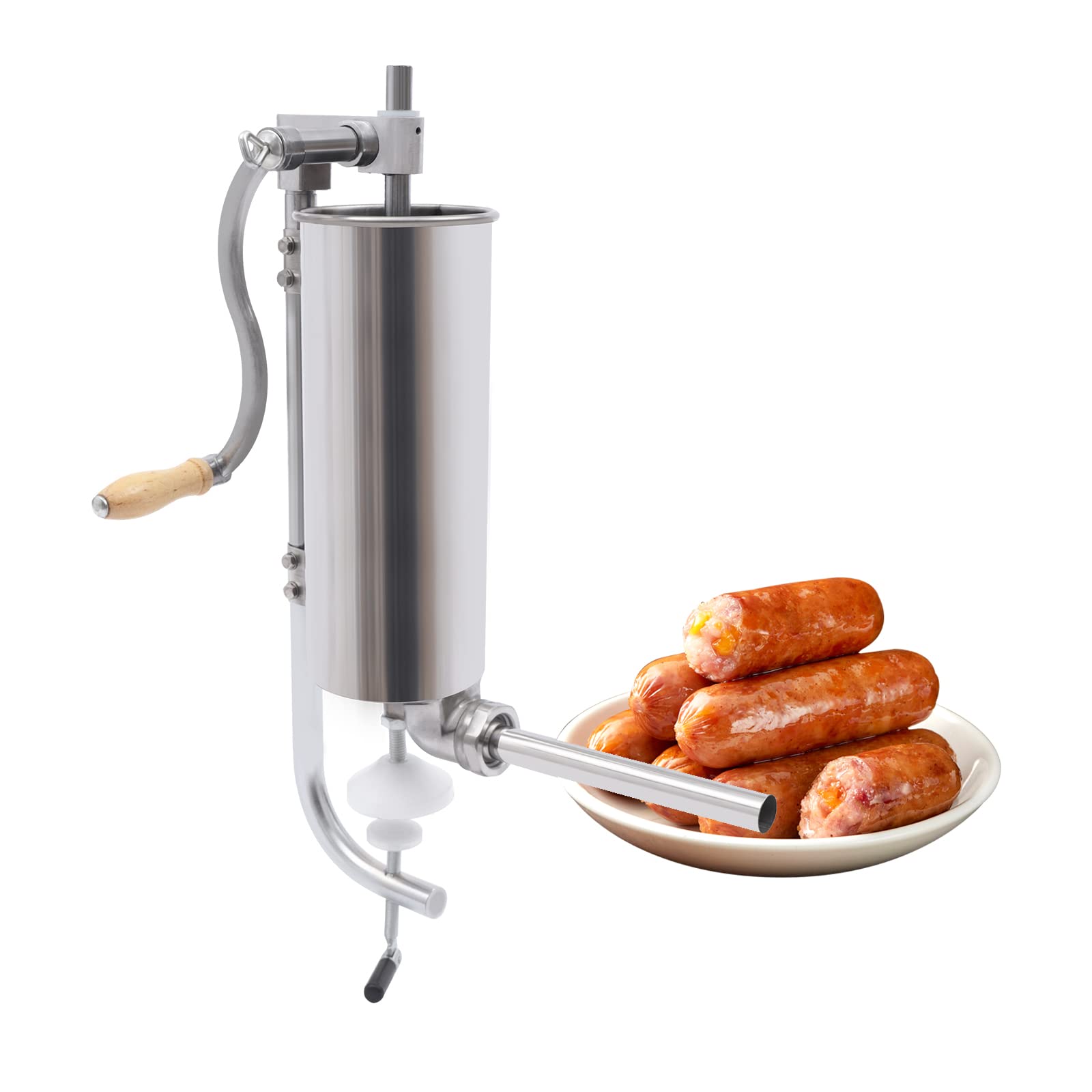 Stainless Steel Manual Sausage Stuffer - 3L Vertical Meat Filler with 4 Nozzle Tubes & 10 Thread Bundles - Perfect for Homemade Sausages, Jerky & Ground Meat - Ideal for Home Kitchens, BBQ Parties & Butcher Shops