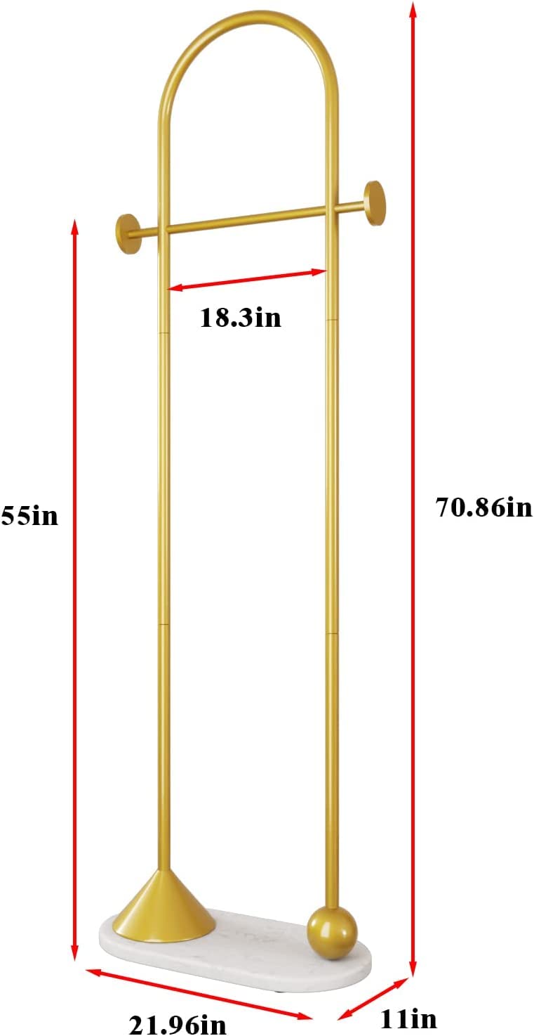 TIEOU Freestanding Metal Gold Coat Rack - Modern Entryway Stand for Hats, Jackets & Clothing | Perfect for Small Spaces, Apartments & Home Organization