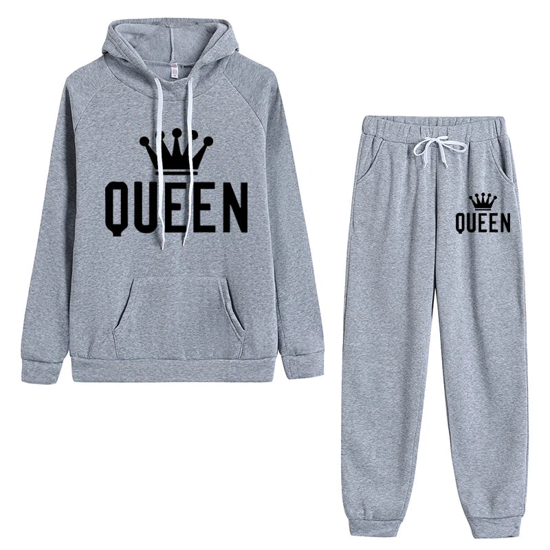 Women's Autumn Winter Hoodie & Fleece Pants 2-Piece Tracksuit Set - Cozy Casual Jogging Outfit for Running, Lounging & Streetwear Fashion
