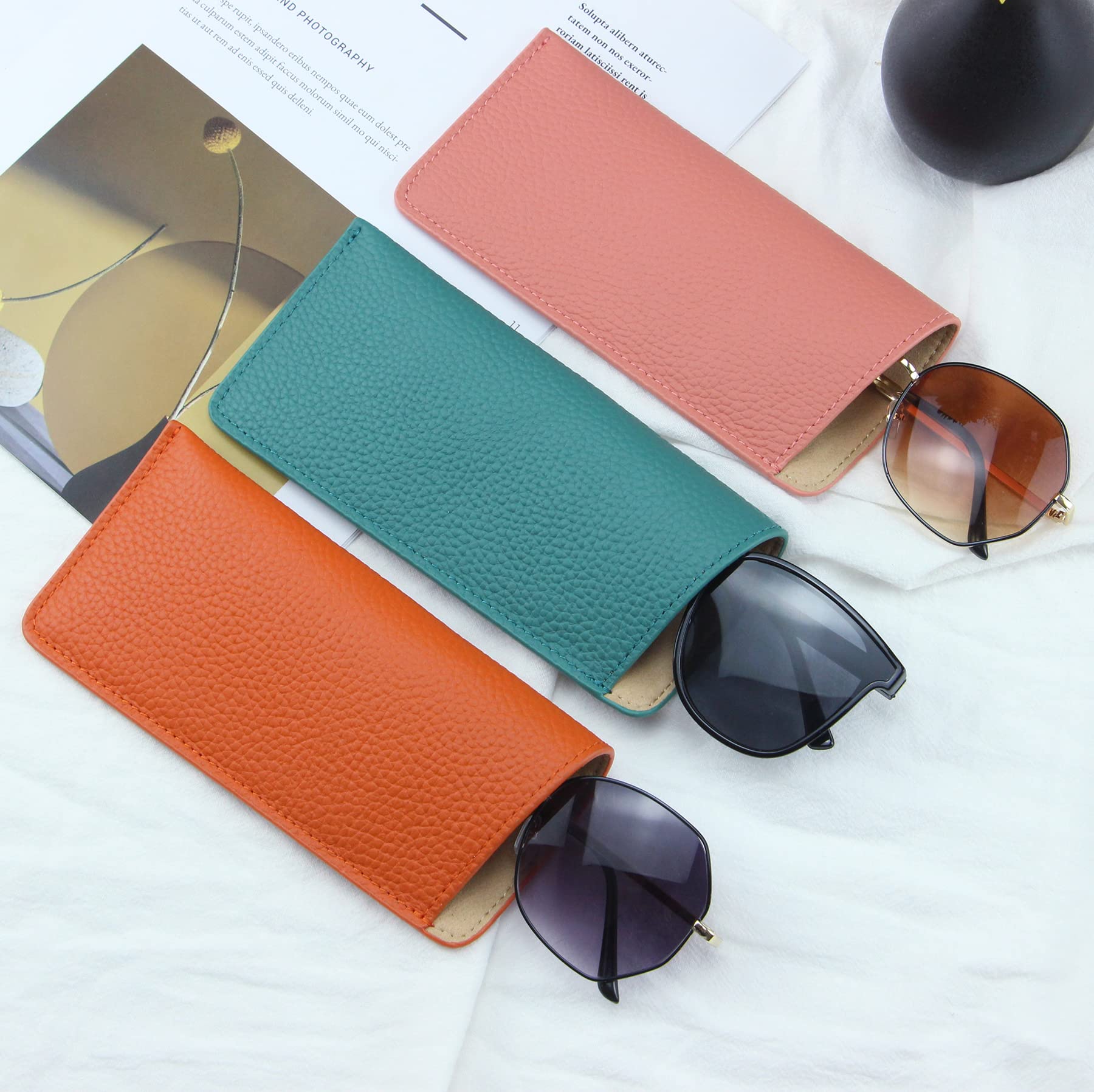 WAYNE'S DOG Genuine Leather Glasses Case - Slim Eyeglass Holder & Sunglasses Pouch for Men Women - Perfect for Travel, Office & Daily Protection