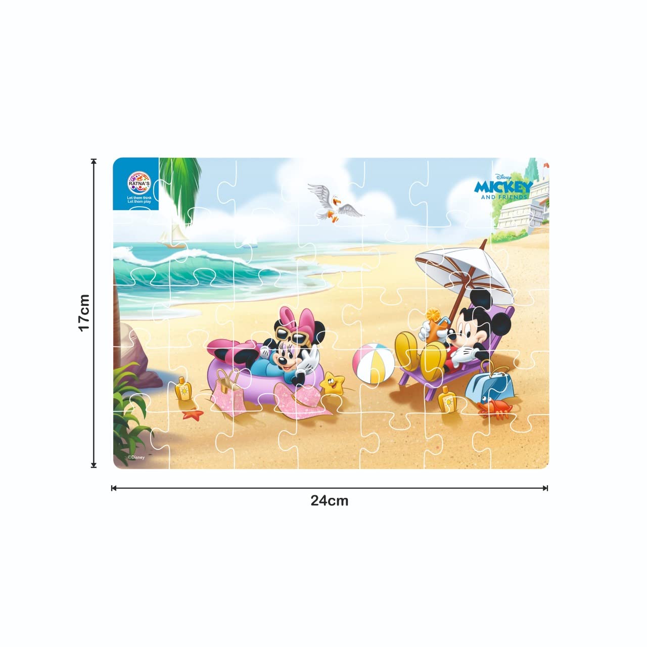 Ratna's 4-in-1 Disney Jigsaw Puzzle Set - 140 Pieces for Kids (Mickey Mouse & Friends) - 4 Fun 35-Piece Puzzles for Family Game Night & Learning Activities