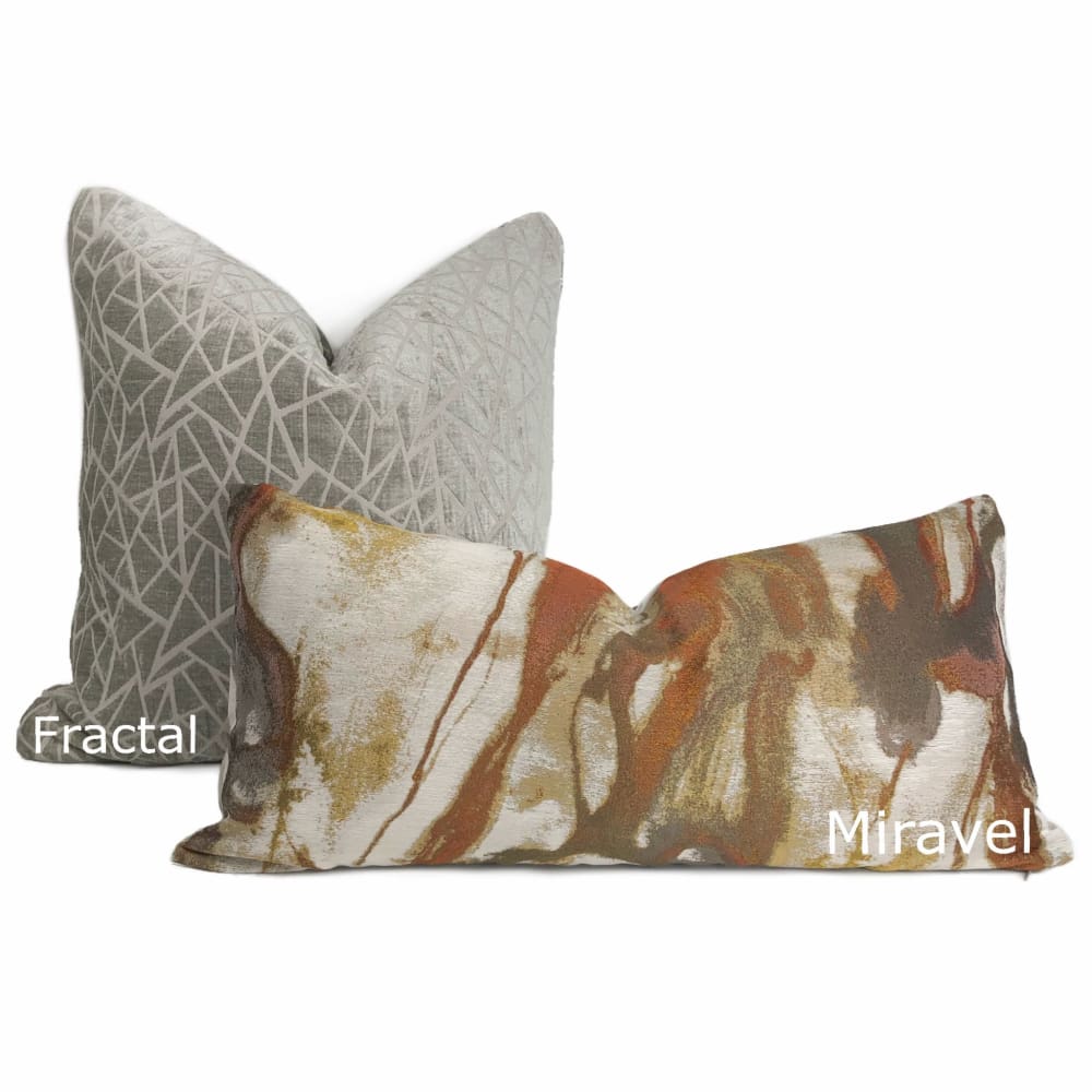 Modern Geometric Chenille Pillow Cover - Fractal Gray Stone Design - Soft Decorative Throw Pillow Case for Living Room, Bedroom & Sofa
