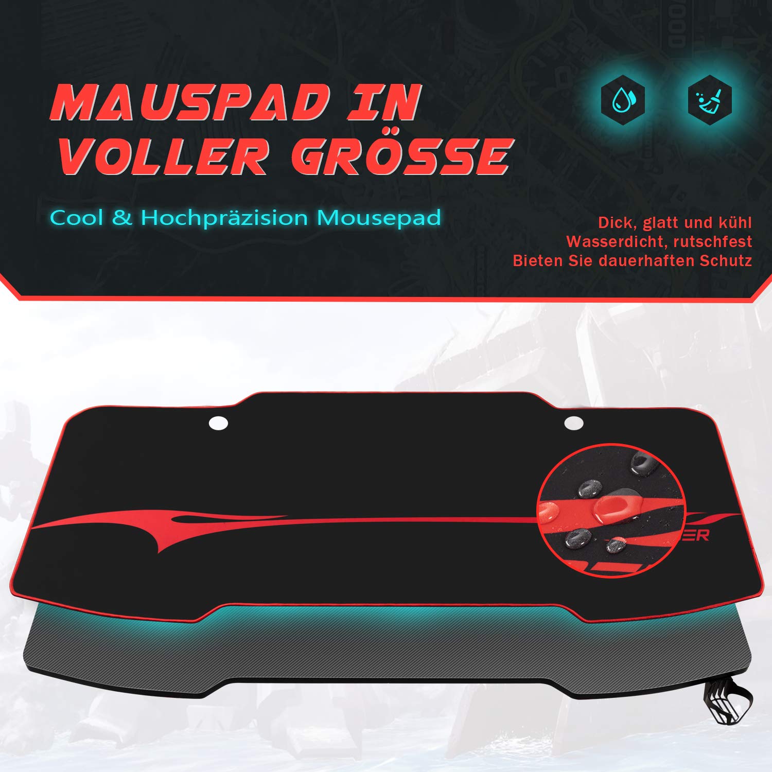 Homall 140cm Racing Style Gaming Desk - Ergonomic T-Shaped Computer Table for PC Gaming with Mouse Pad, Black | Perfect for Esports, Streaming & Home Office Setup