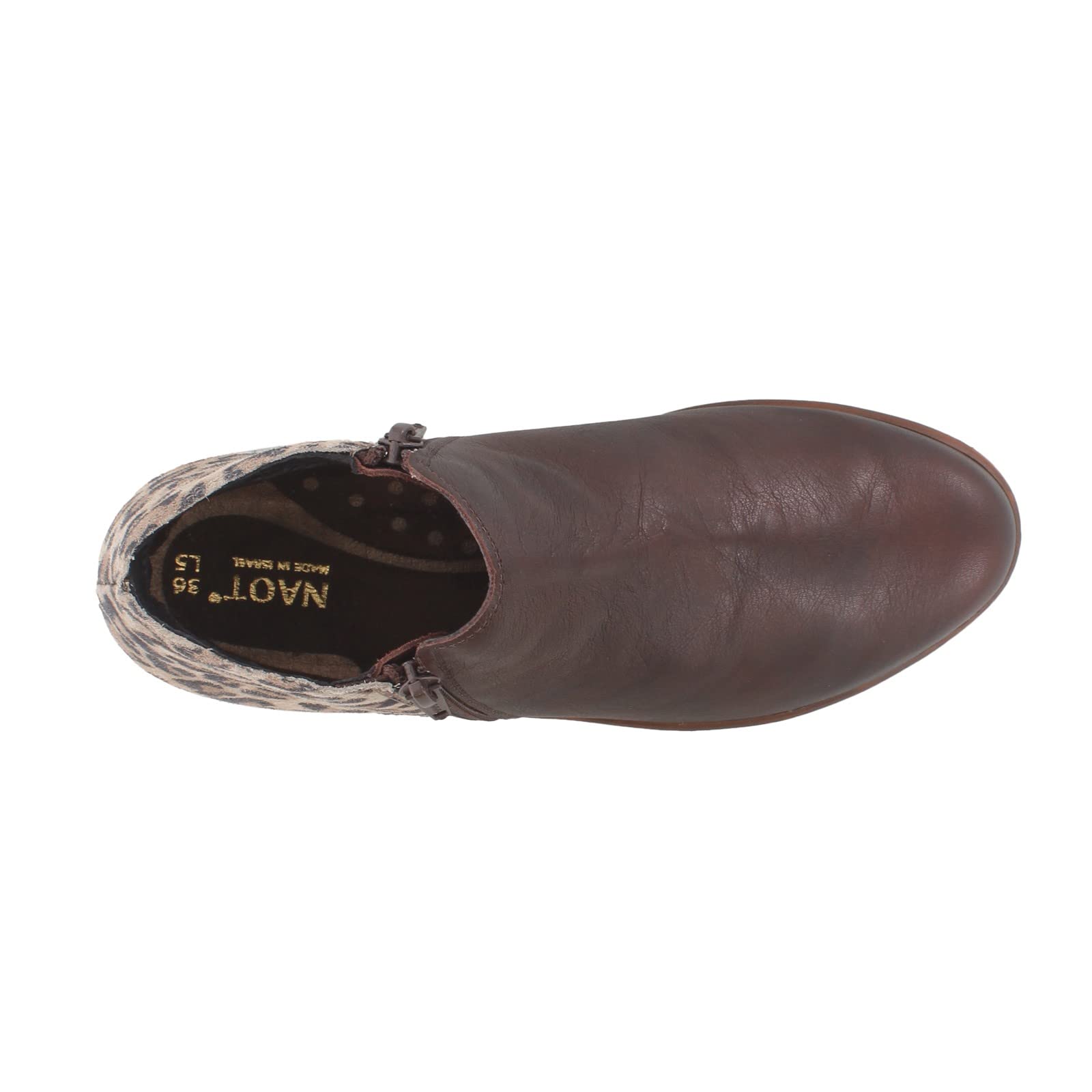 NAOT Women's Helm Ankle Bootie - Comfortable Cork Footbed with Arch Support - Double Zipper Low Heel Boots for Travel & Walking - Lightweight & Removable Insole - Perfect for Work, Commuting & Casual Outfits
