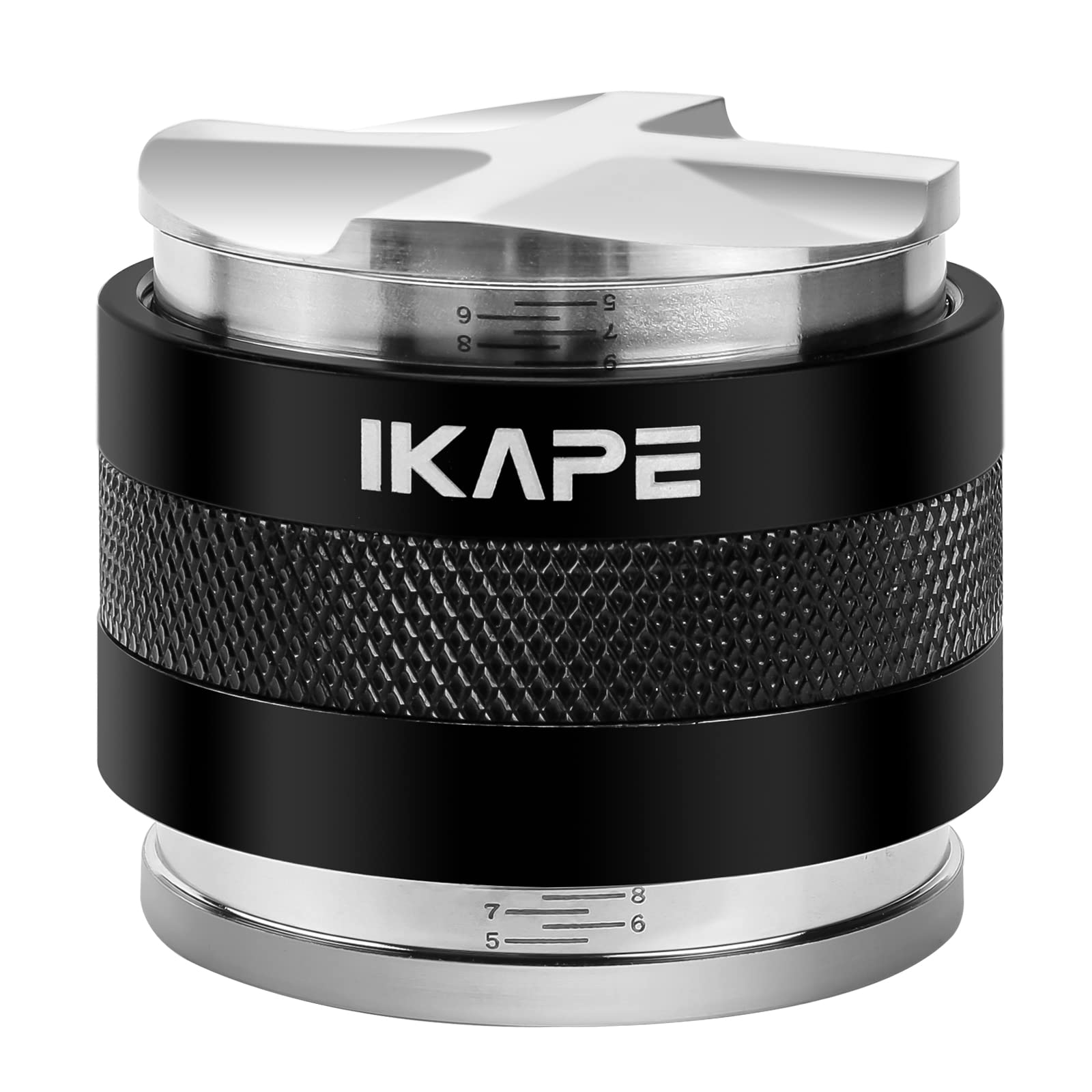 IKAPE 4-in-1 Espresso Knock Box & Accessories Organizer - Natural Mahogany Tamping Station Base for 51mm & 54mm Portafilters - Perfect for Home Baristas & Coffee Shops