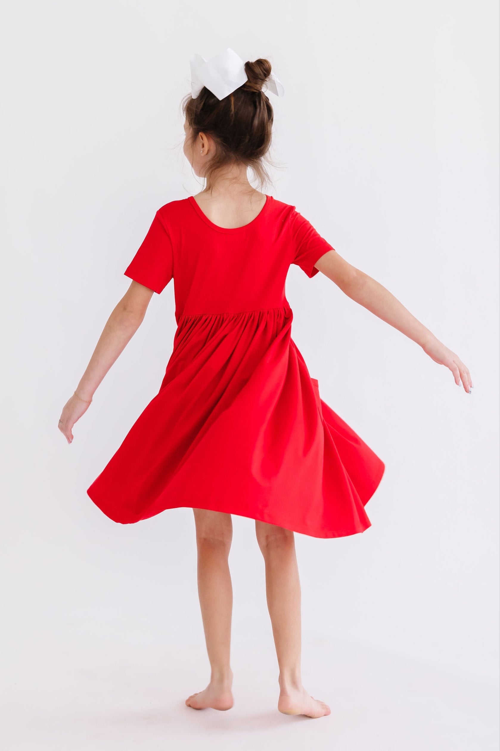 Stylish Red Short Sleeve Pocket Twirl Dress for Women - Perfect for Summer Parties, Date Nights & Casual Outings