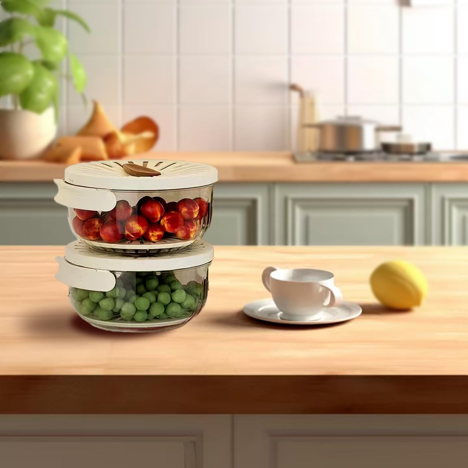 3-in-1 Kitchen Colander Bowl with Handle - Multifunctional Fruit & Vegetable Strainer, Drainer Container for Washing Produce - Perfect for Salad Prep, Pasta Draining & Berry Washing