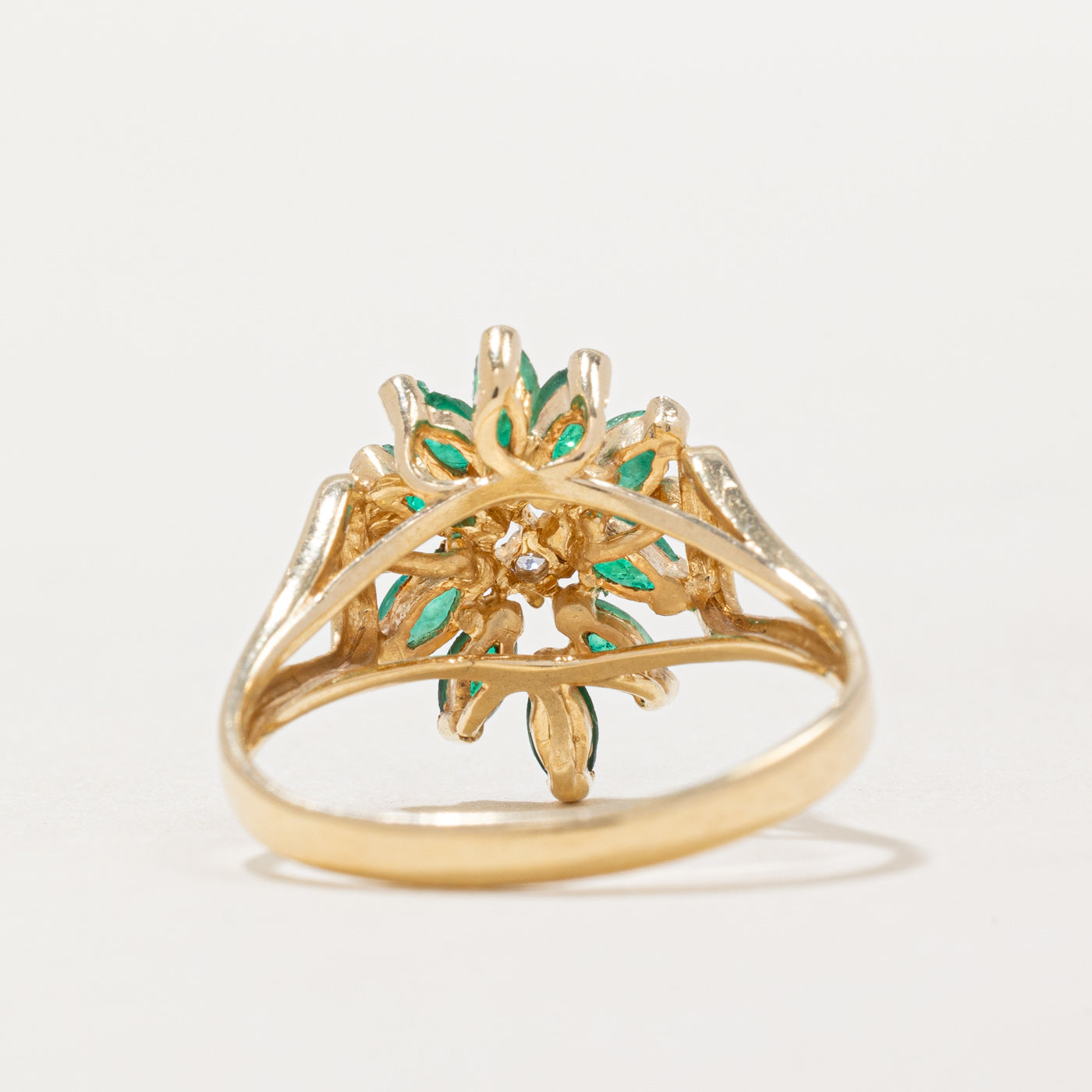 Exquisite 0.35ctw Emerald & Diamond Cluster Cocktail Ring | Size 7.25 | Elegant Jewelry for Women | Perfect for Evening Parties, Weddings & Special Occasions