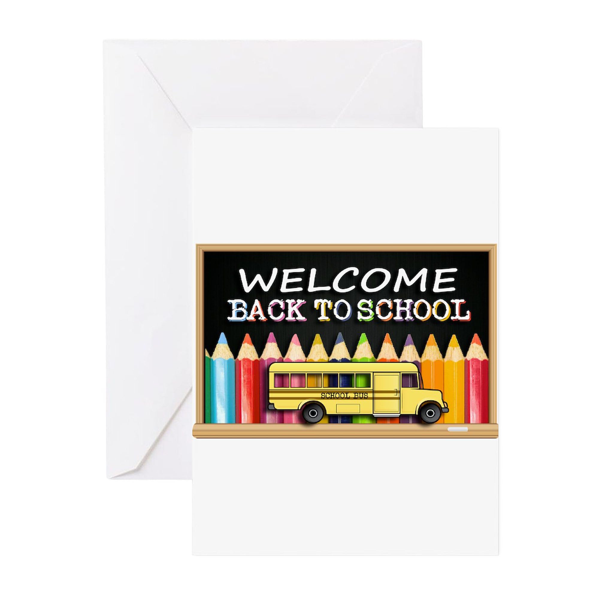 Welcome Back to School Bus Greeting Cards - 20-Pack Blank Inside Note Cards for Birthdays, Teachers & Students | Matte Finish for Classroom Celebrations & Special Occasions
