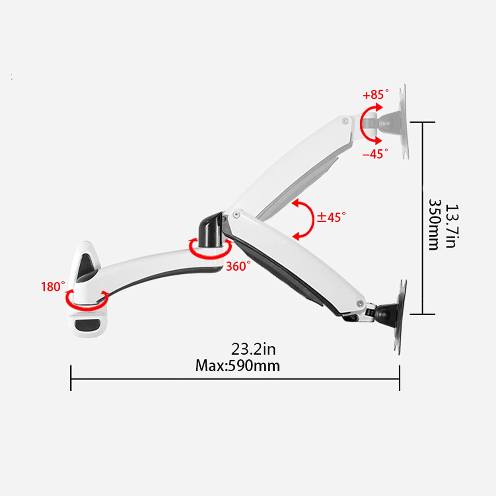 Ergonomic Monitor Arm Stand - Adjustable Long Arm Monitor Mount for 12