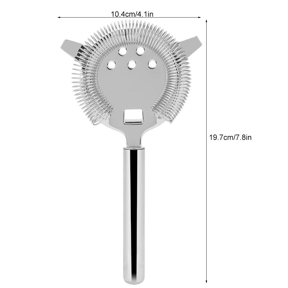 Stainless Steel Cocktail Strainer - Professional Hawthorne Strainer with Wire Spring Lid for Home Bar, Mixology & Cocktail Parties - Perfect for Mojitos, Margaritas & Martinis (Silver)