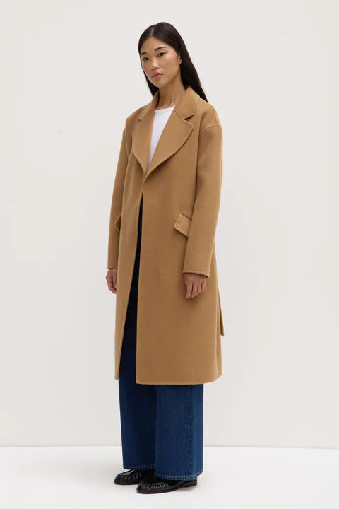 Sadie Camel Single Breasted Wool Coat for Women - Classic Winter Trench Coat with Belt - Perfect for Office, Dating & Formal Occasions